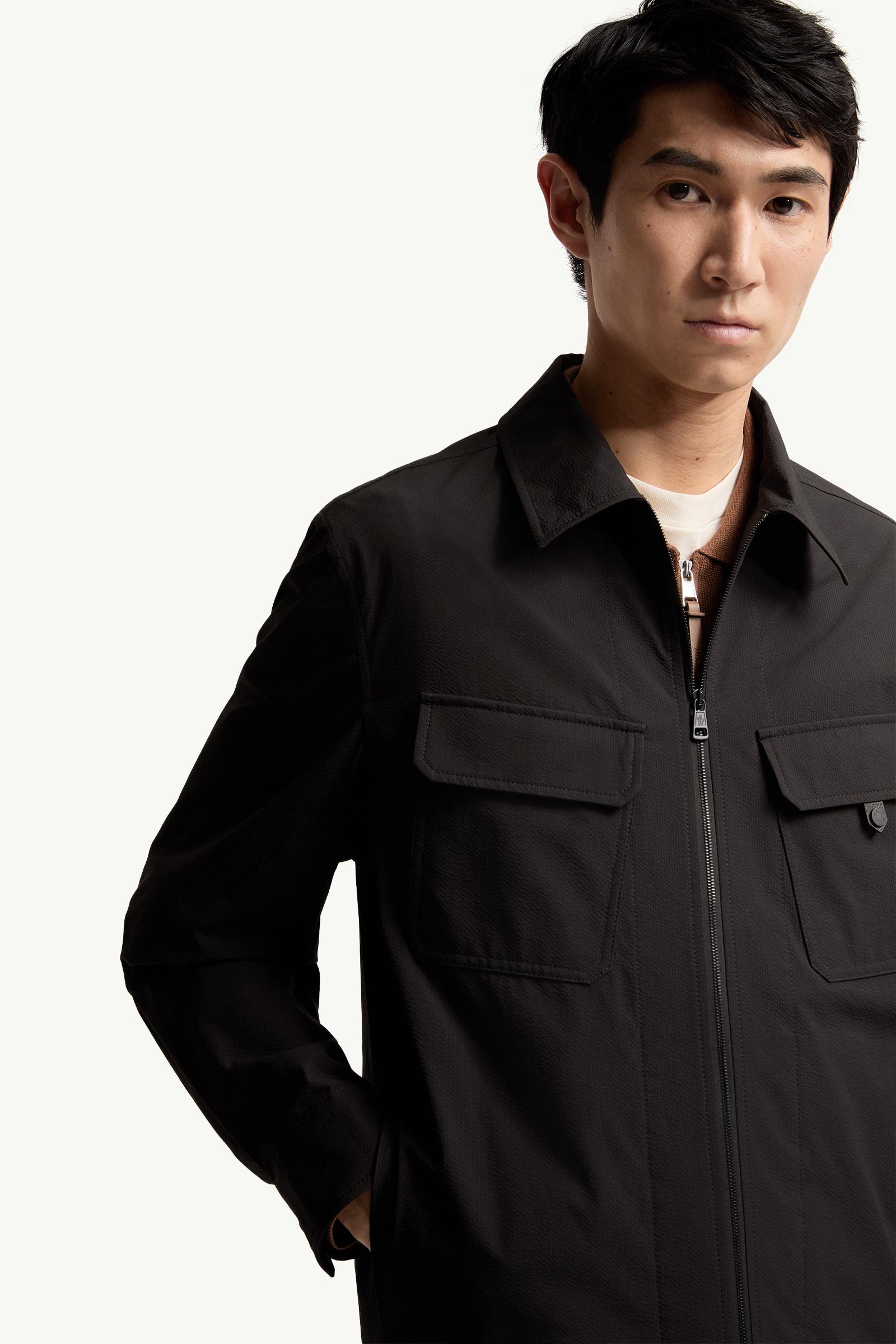 Moncler Seersucker Shirt Jacket Black Black