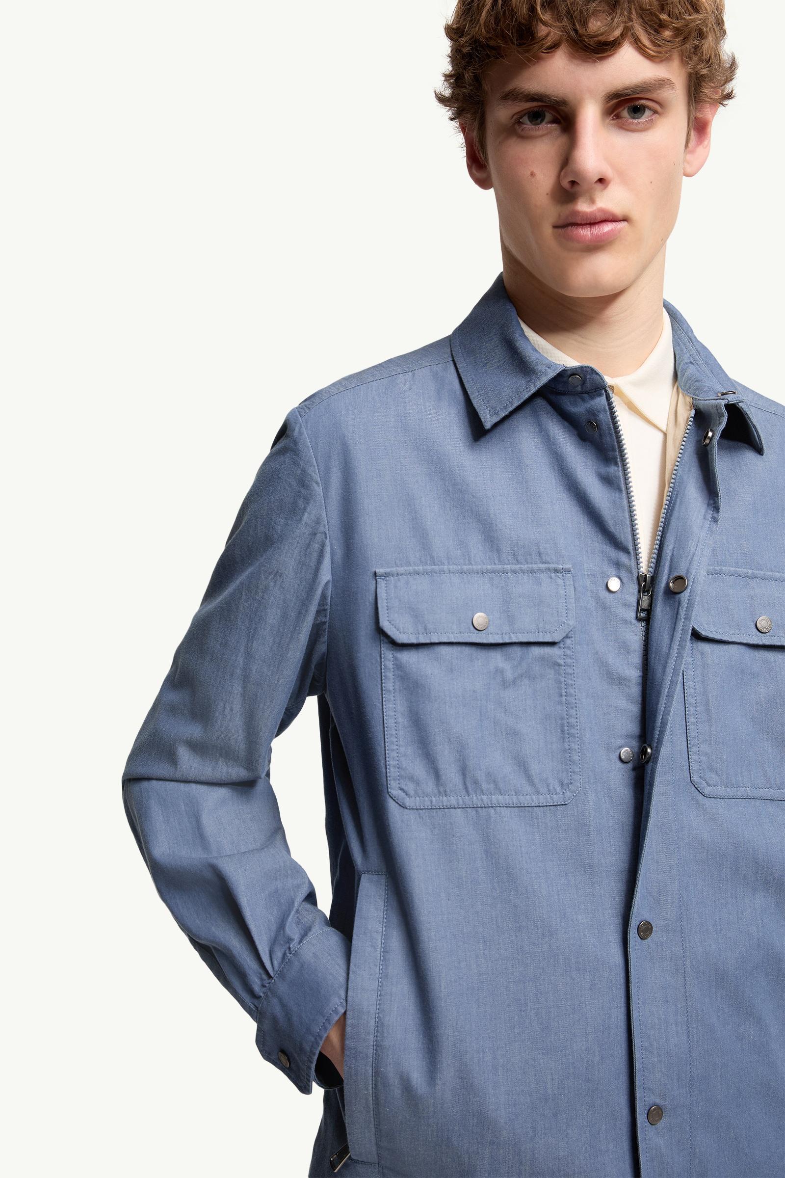Moncler Denim Shirt Jacket Sky Blue Sky Blue