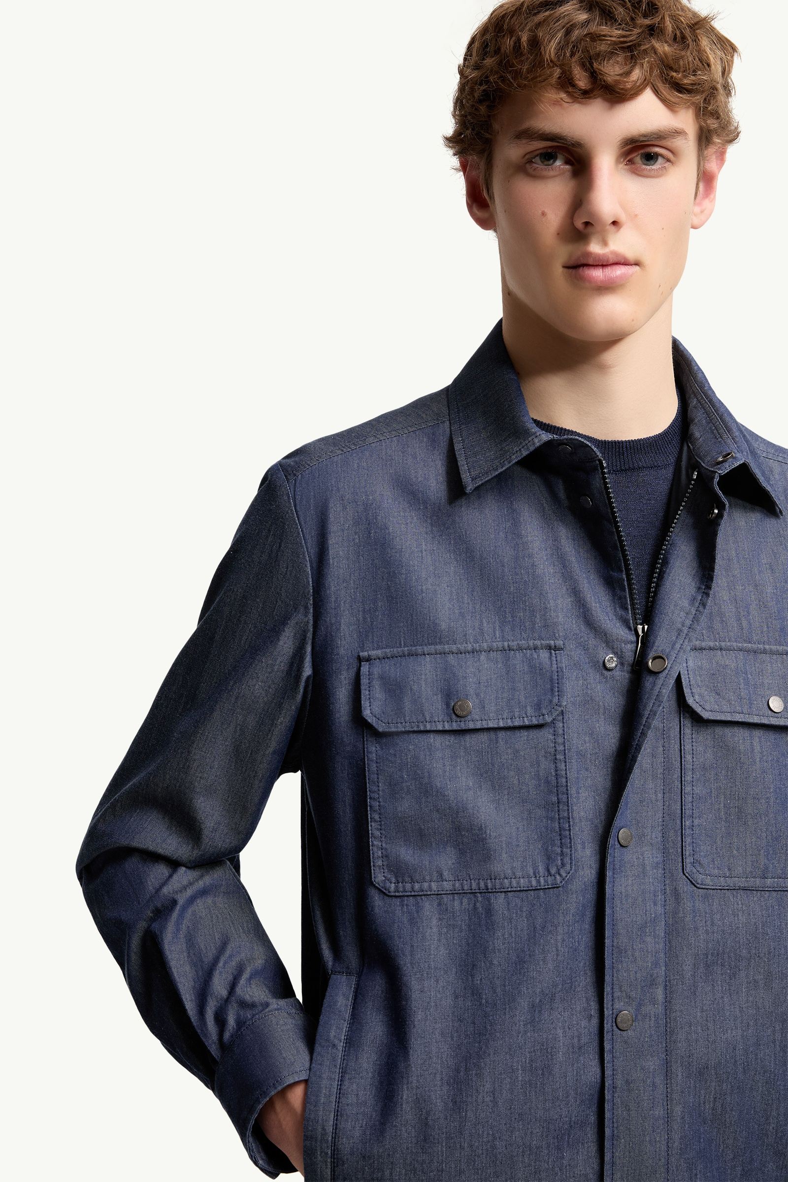 Moncler Denim Shirt Jacket Denim Blue Denim Blue