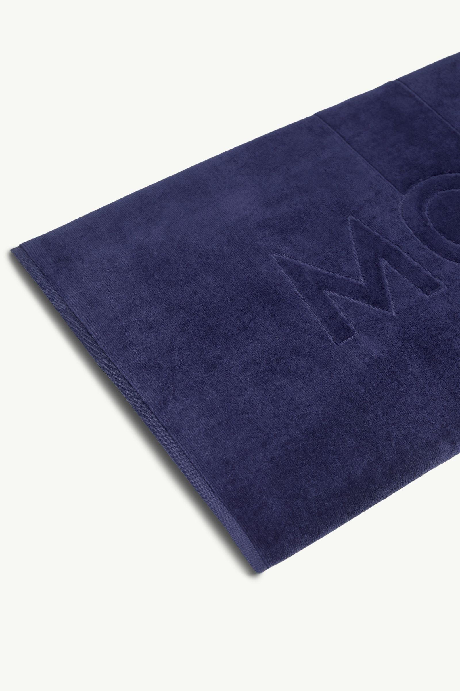 Moncler Logo Cotton Beach Towel Dark Blue Dark Blue