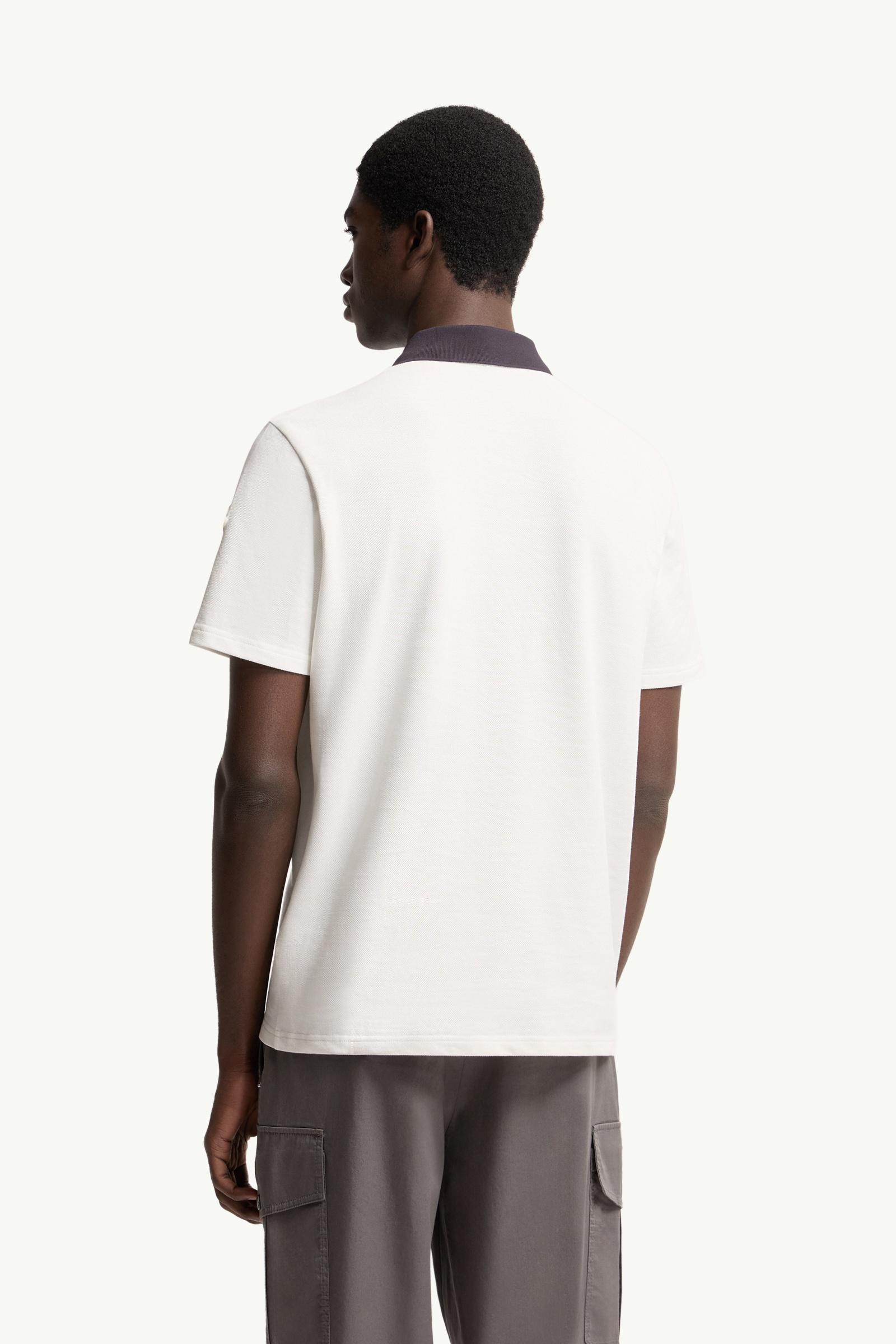 Moncler Embroidered Logo Cotton Piquet Polo Shirt White White