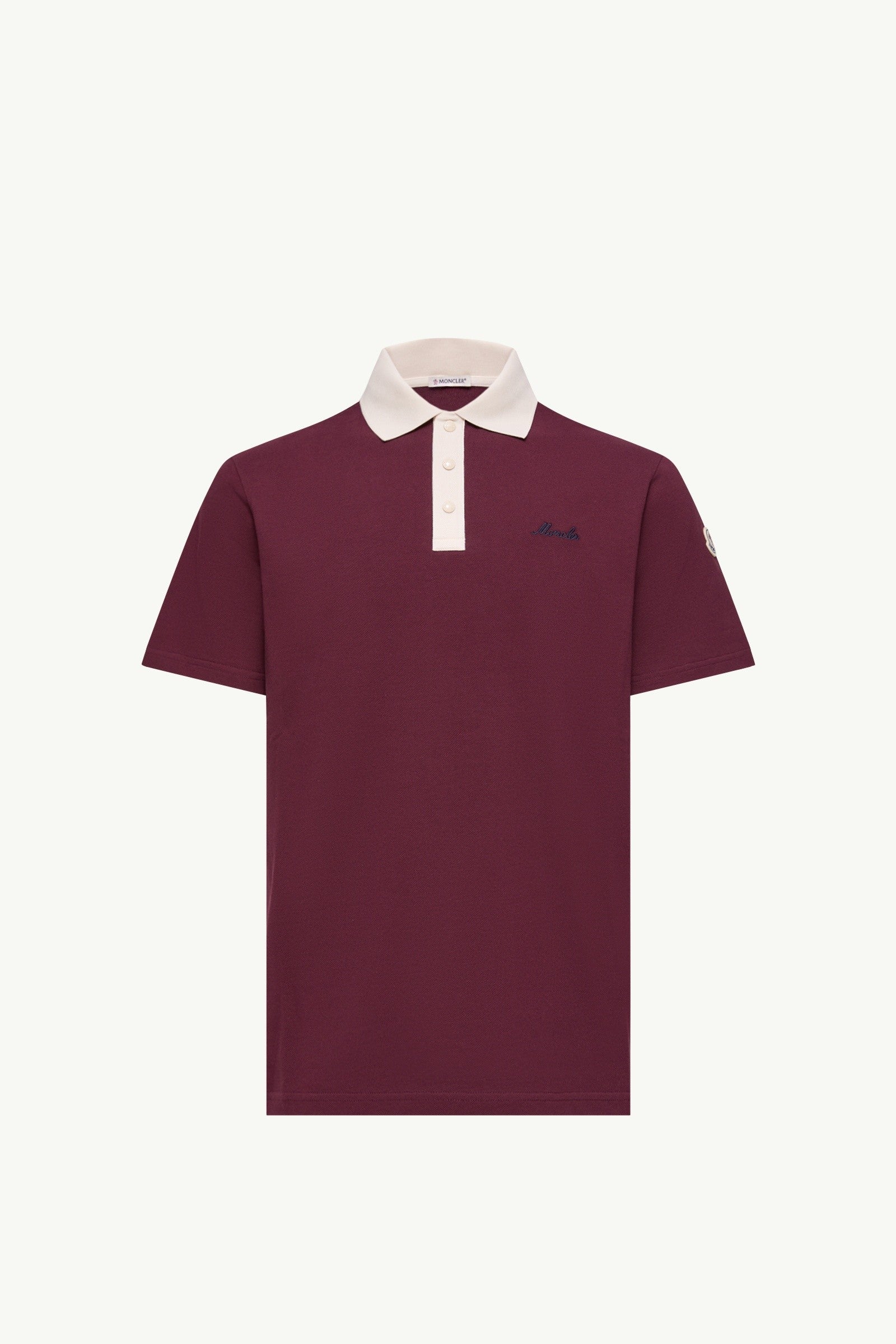 Moncler Embroidered Logo Cotton Piquet Polo Shirt Burgundy Burgundy