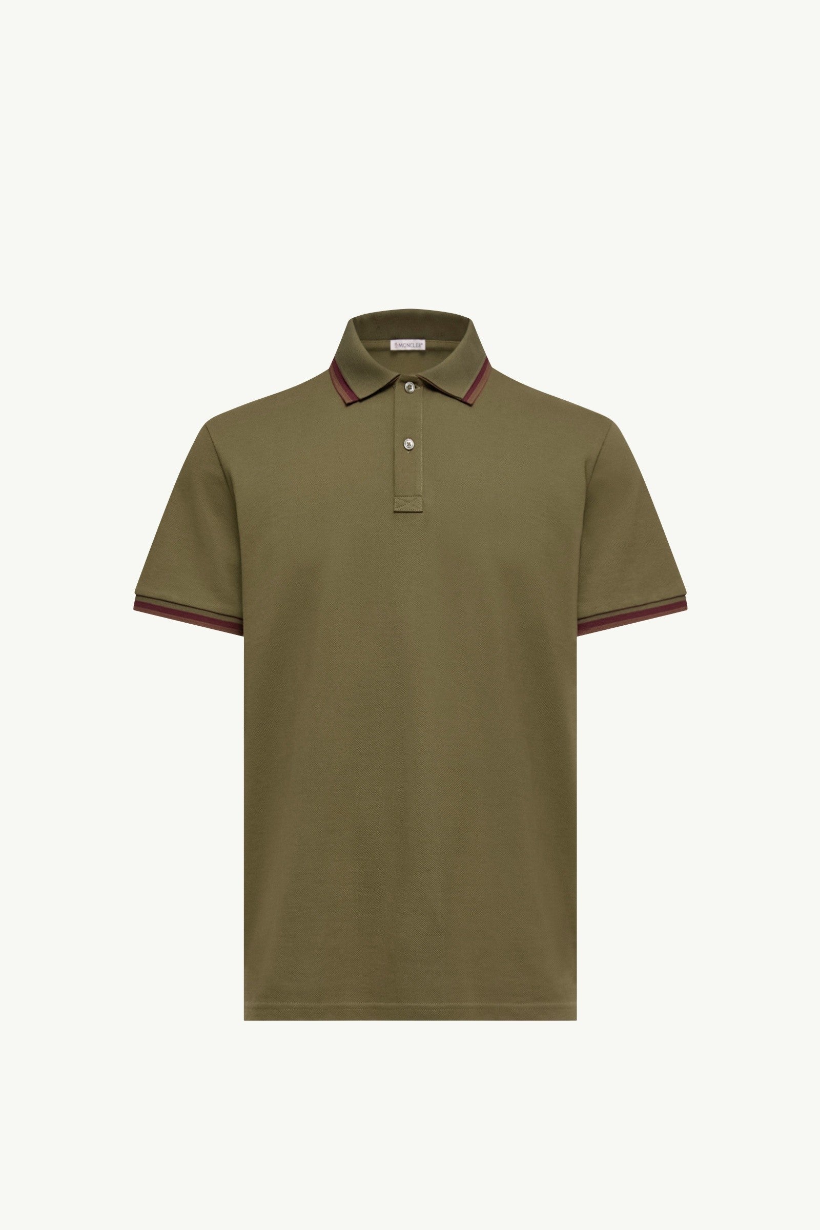 Moncler Double Collar Cotton Piquet Polo Shirt Olive Green Olive Green