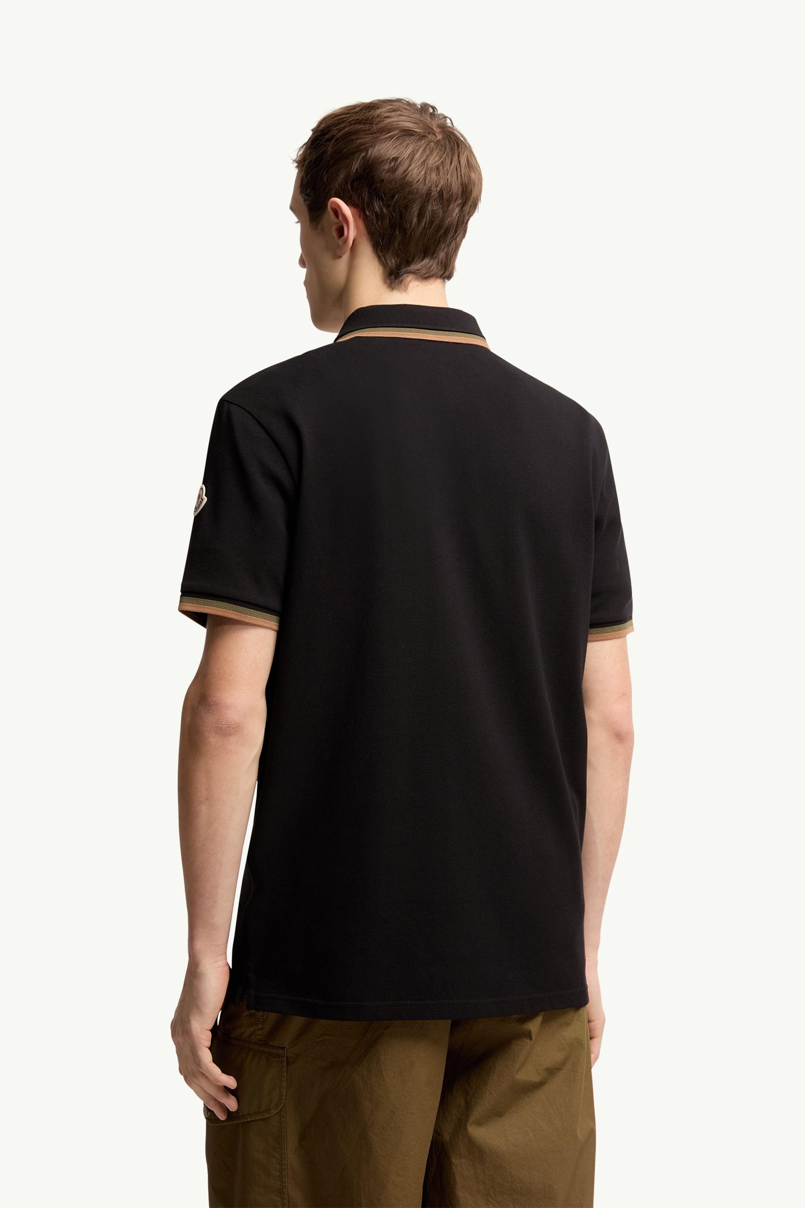 Moncler Double Collar Cotton Piquet Polo Shirt Black Black