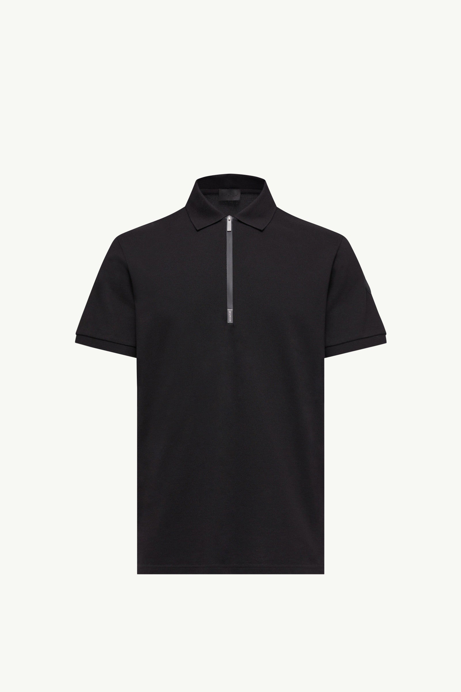 Moncler Logo Cotton Piquet Half-Zip Polo Shirt Black Black