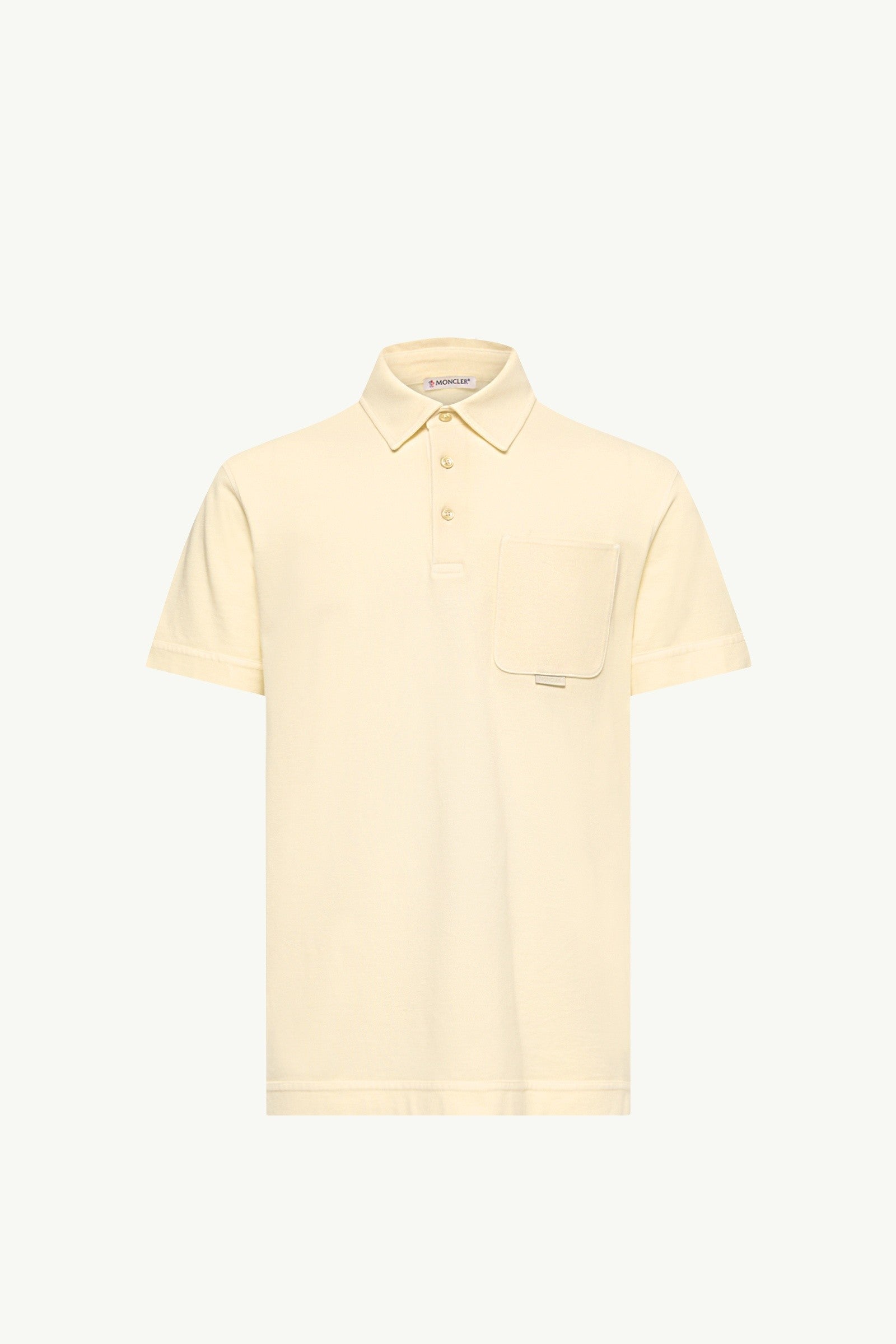 Moncler Leather Logo Cotton Piquet Polo Shirt Ochre Yellow Ochre Yellow