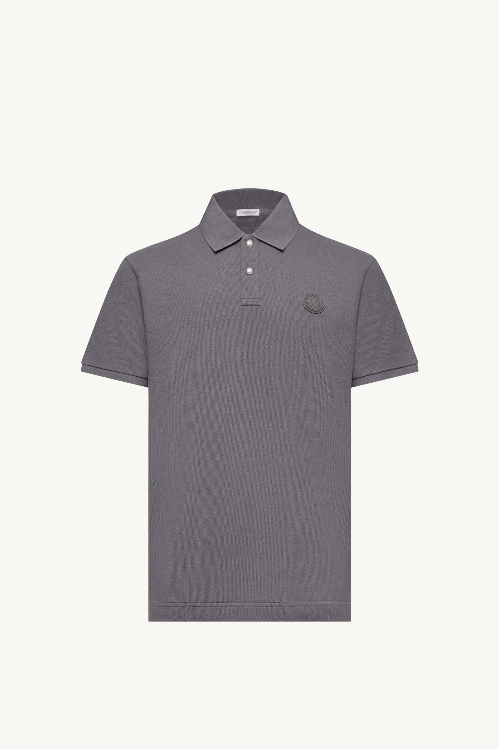 Moncler Logo Patch Cotton Piquet Polo Shirt Grey Grey