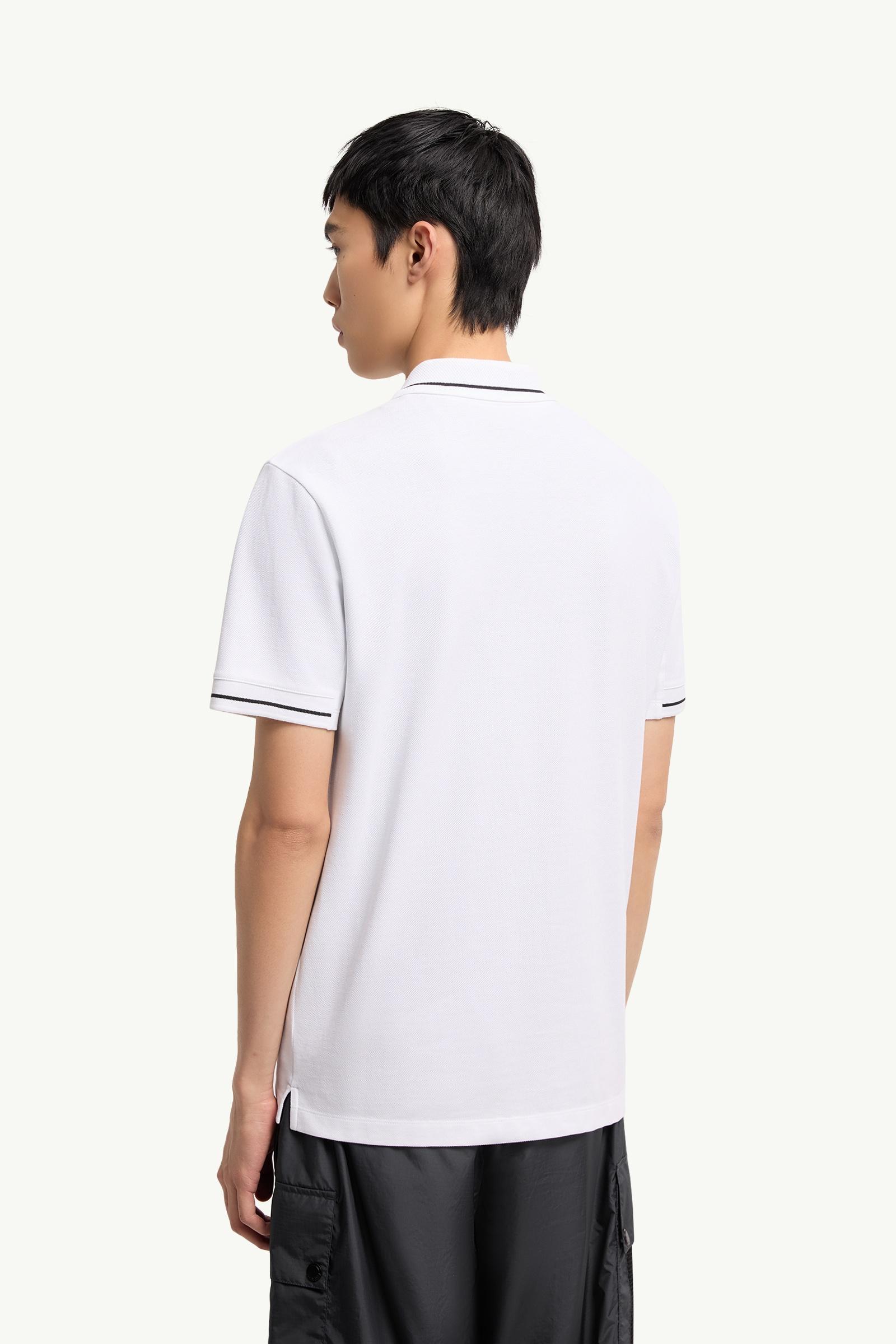 Moncler Logo Patch Cotton Polo Shirt White White