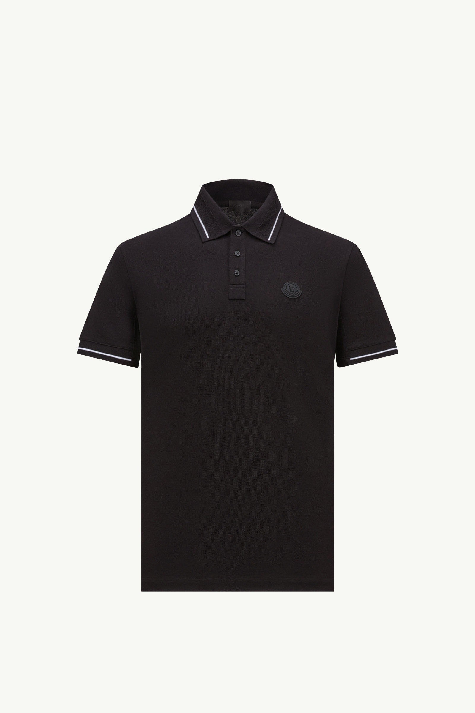 Moncler Logo Patch Cotton Polo Shirt Black Black