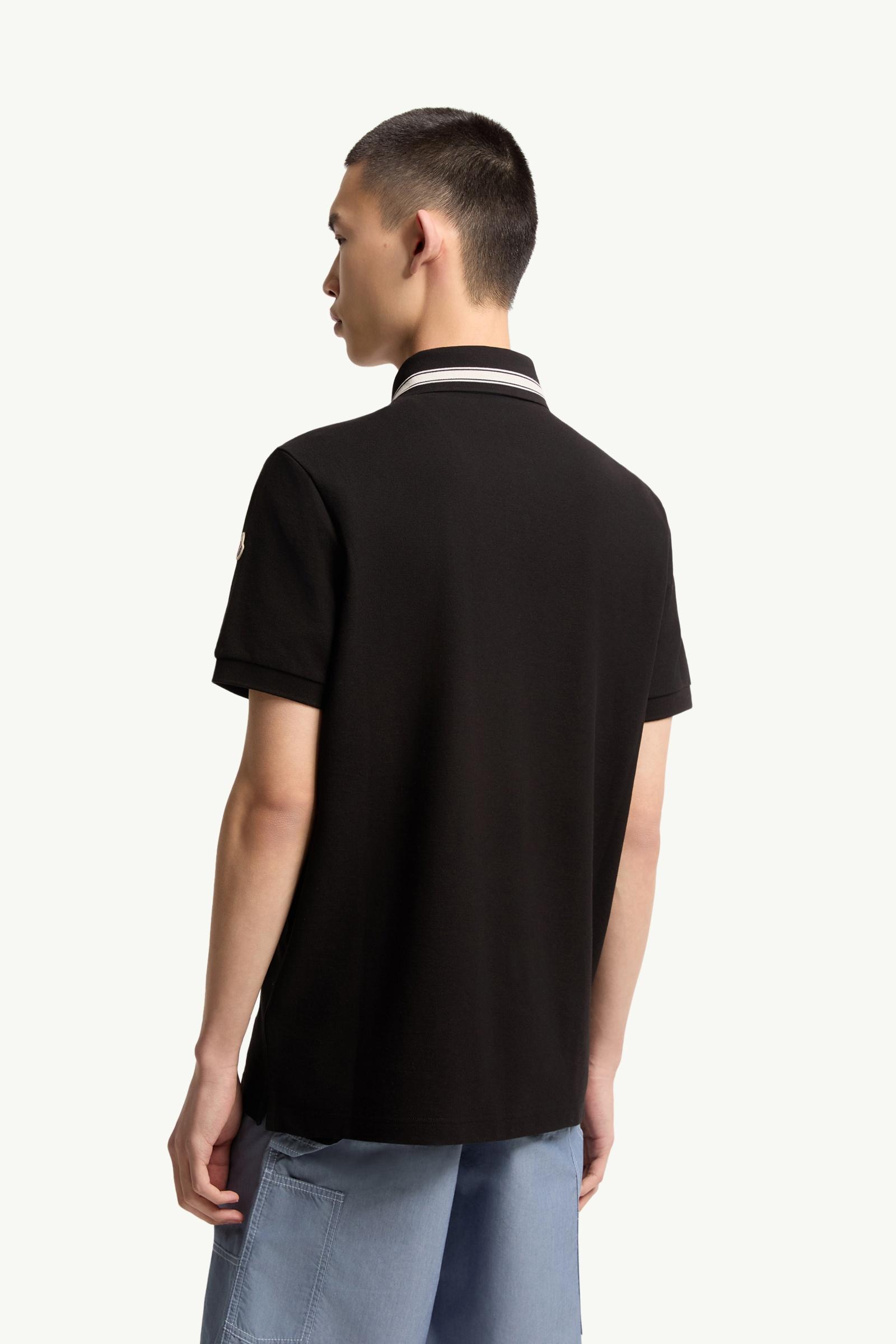 Moncler Cotton Piquet Polo Shirt Black Black