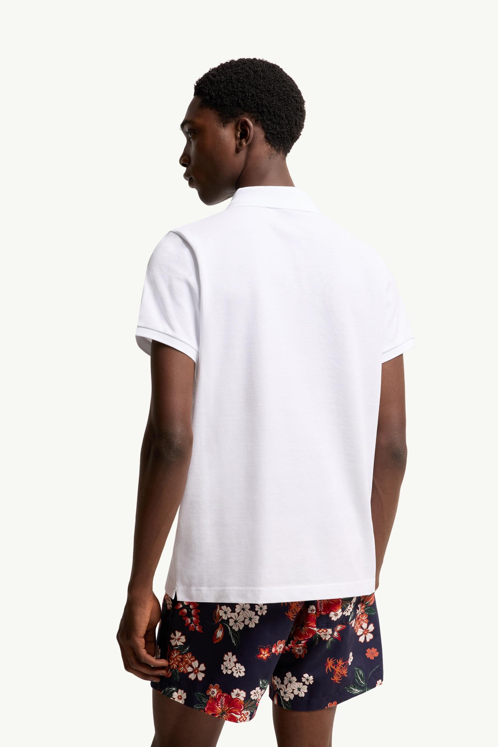 Moncler Logo Patch Cotton Polo Shirt Optical White Optical White