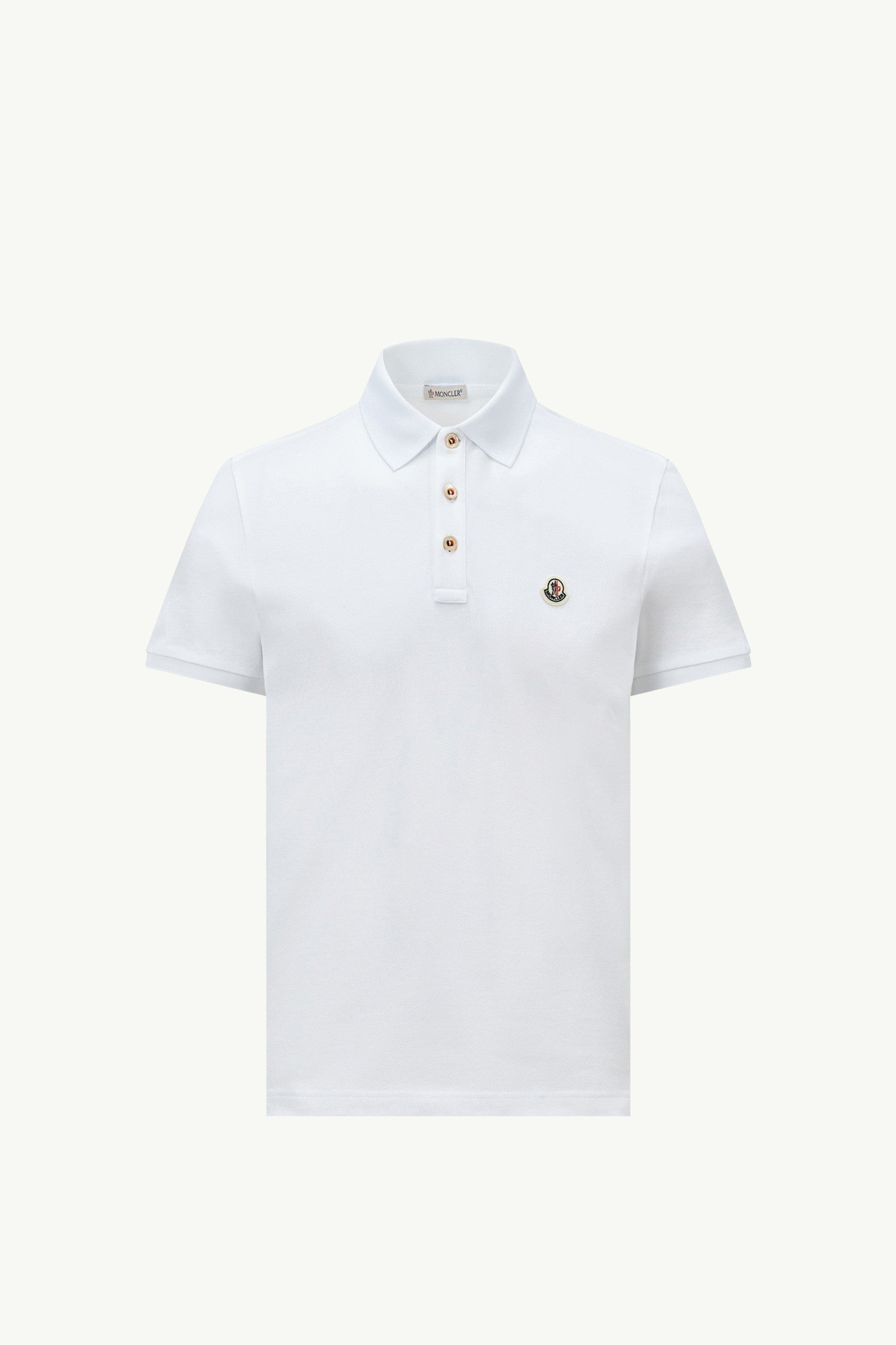 Moncler Logo Patch Cotton Polo Shirt Optical White Optical White
