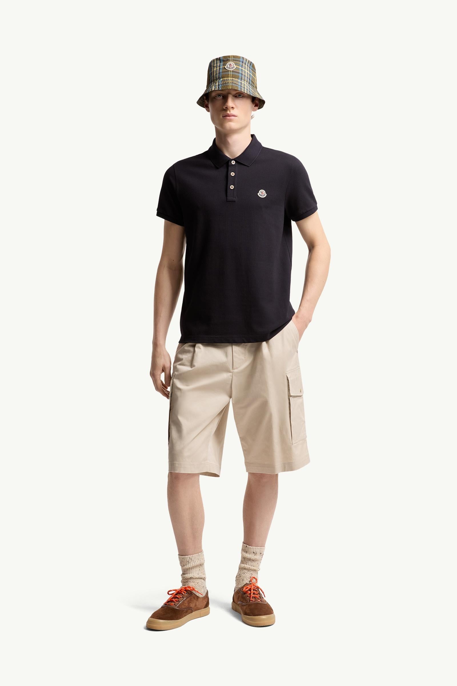 Moncler Logo Patch Cotton Polo Shirt Dark Blue Dark Blue
