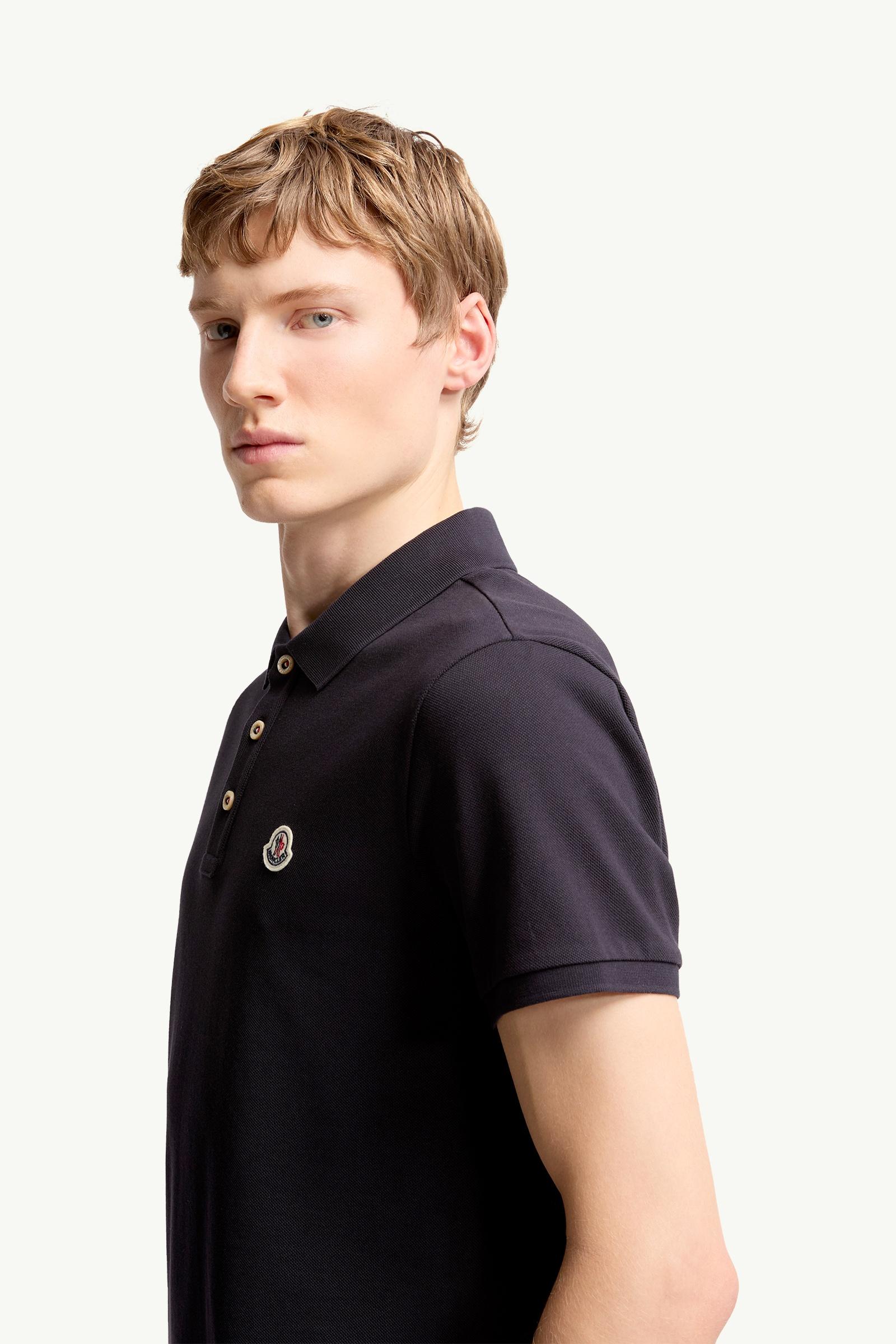 Moncler Logo Patch Cotton Polo Shirt Dark Blue Dark Blue