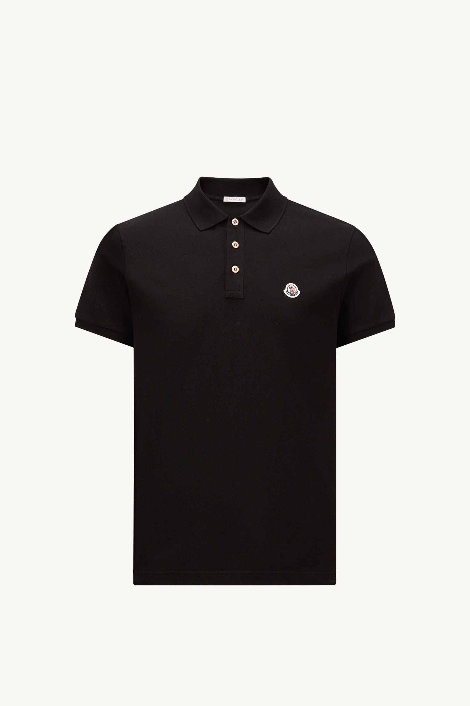Moncler Logo Patch Cotton Polo Shirt Black Black