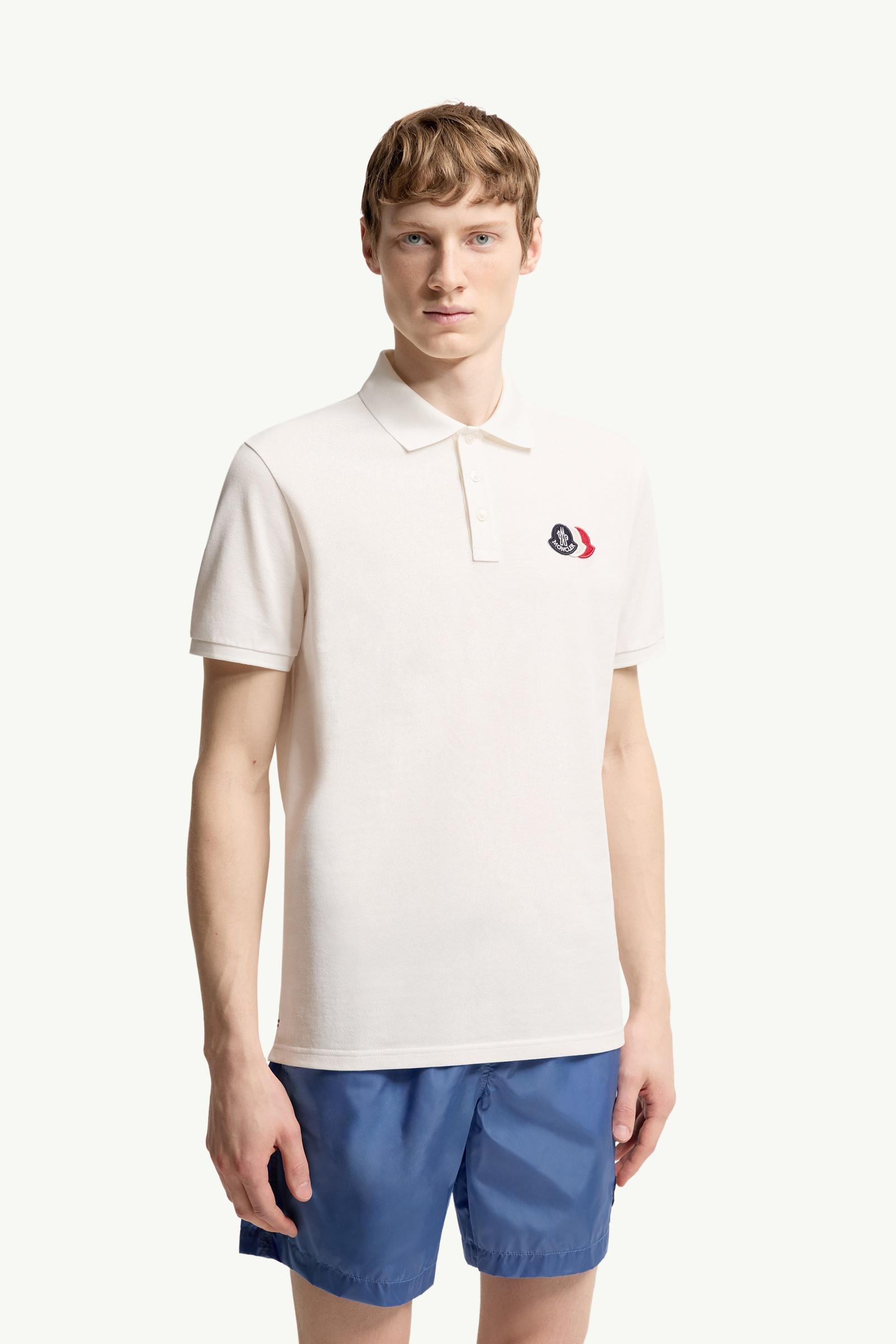 Moncler Logo Patch Cotton Piquet Polo Shirt White White