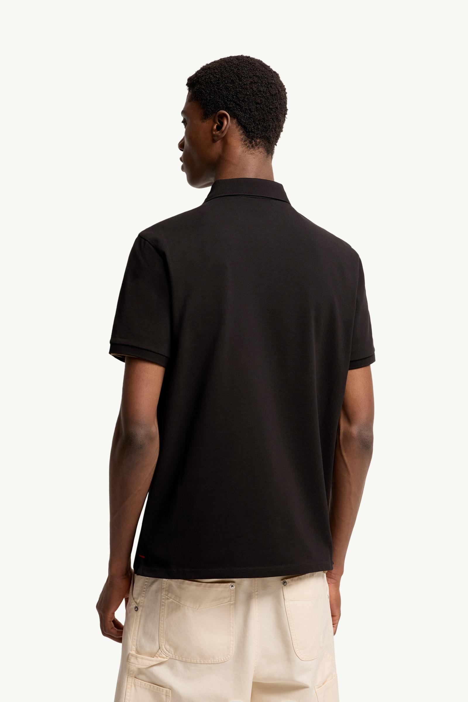 Moncler Logo Patch Cotton Piquet Polo Shirt Black Black