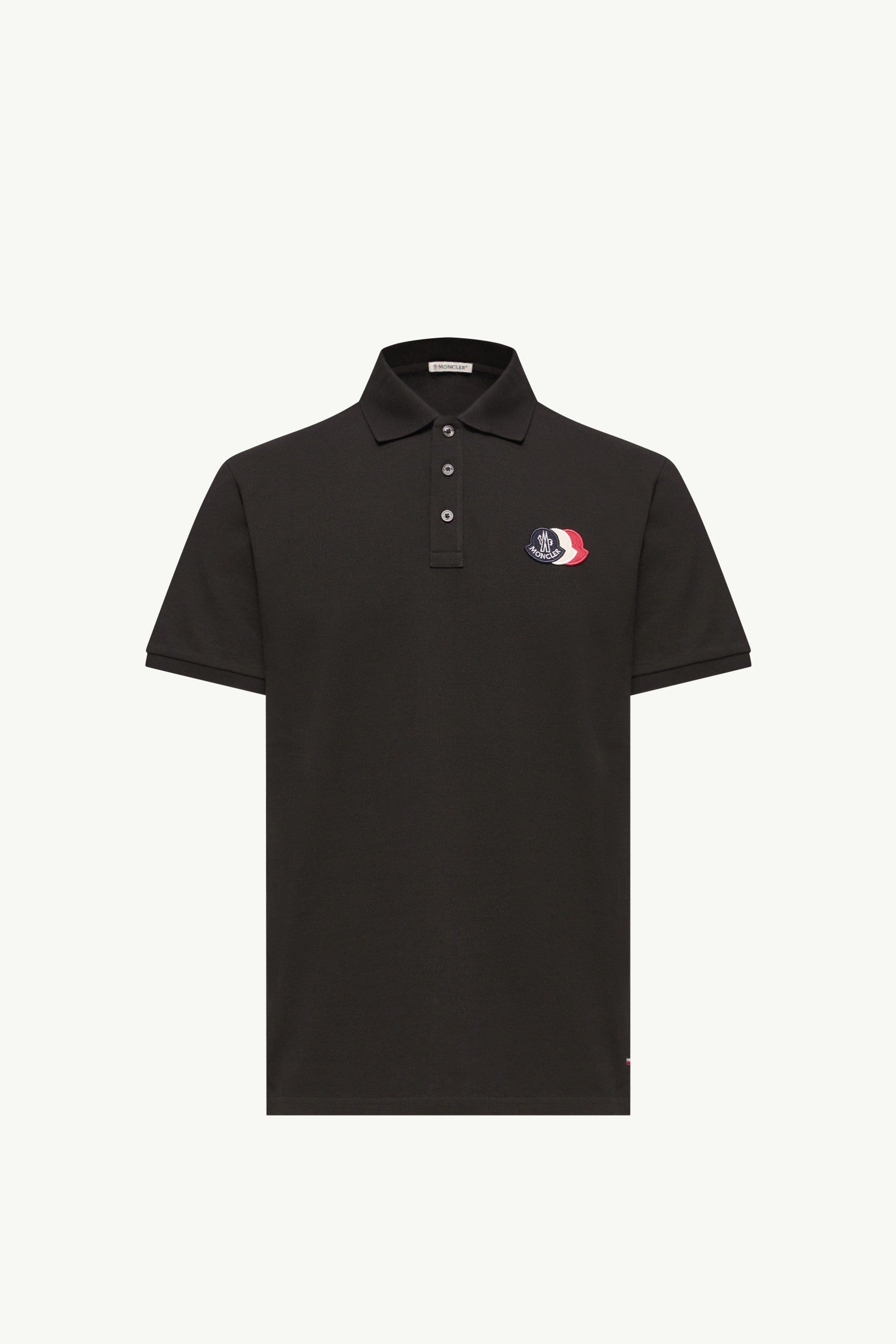 Moncler Logo Patch Cotton Piquet Polo Shirt Black Black