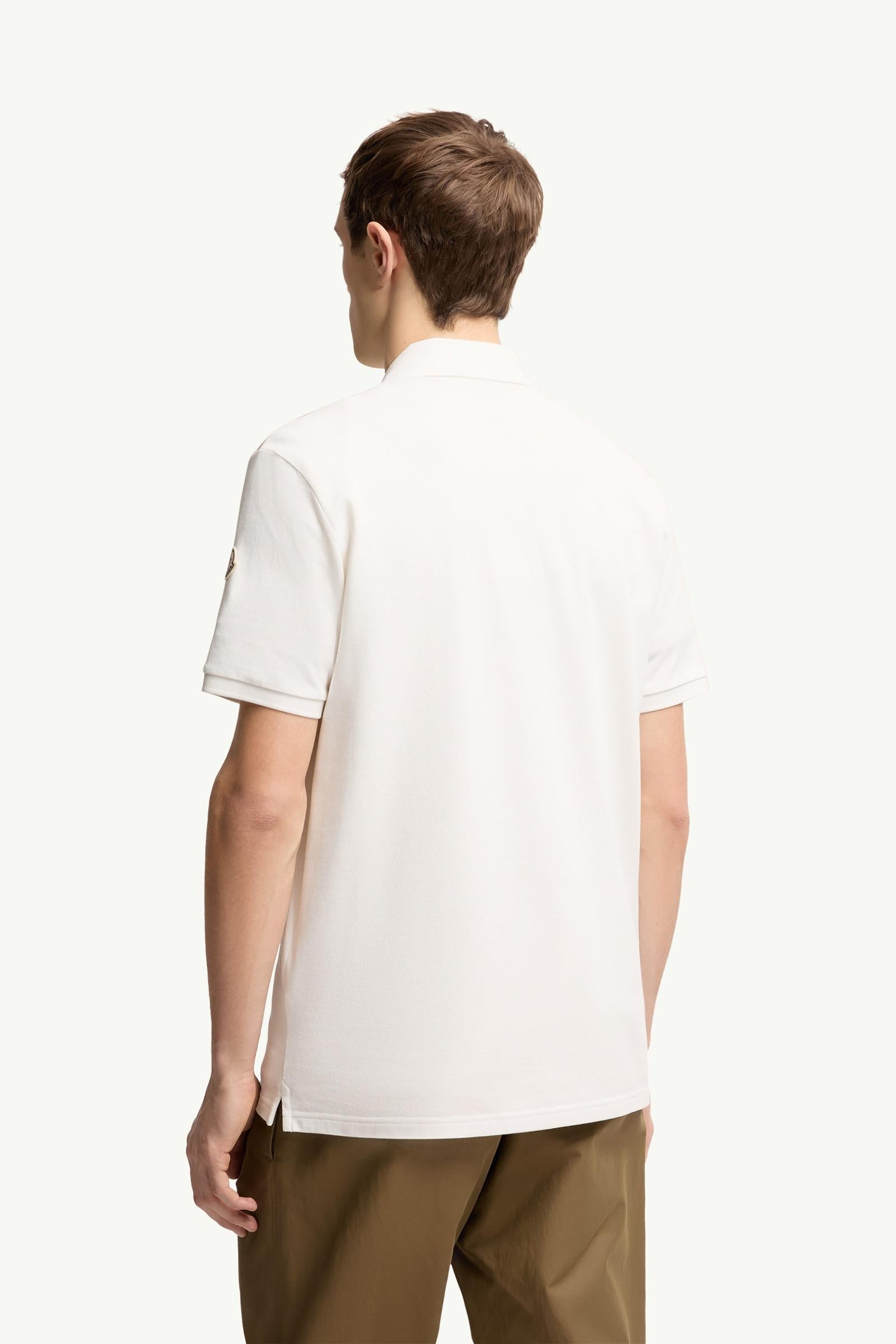 Moncler Tricolor-Trimmed Cotton Piquet Polo Shirt White White