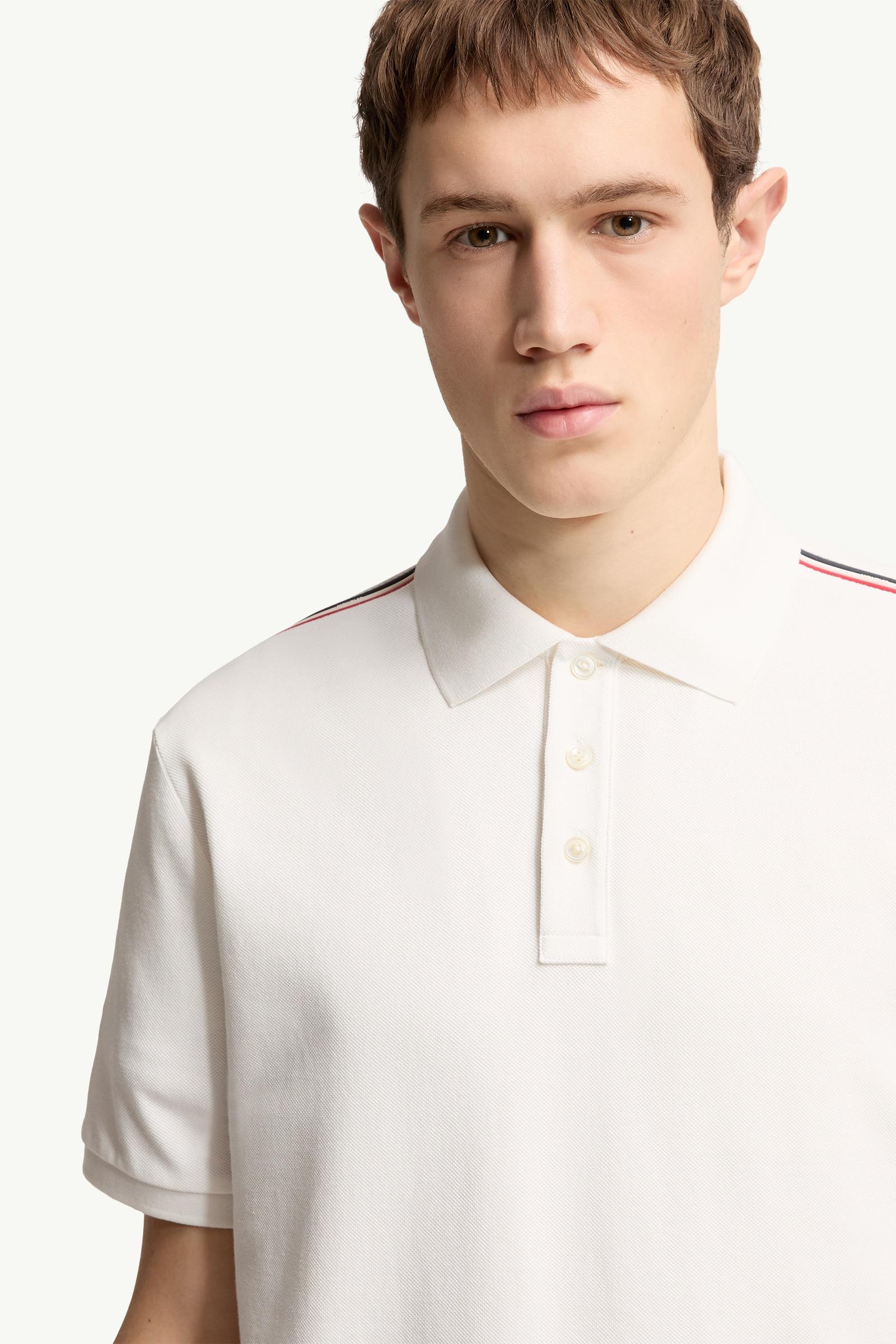 Moncler Tricolor-Trimmed Cotton Piquet Polo Shirt White White