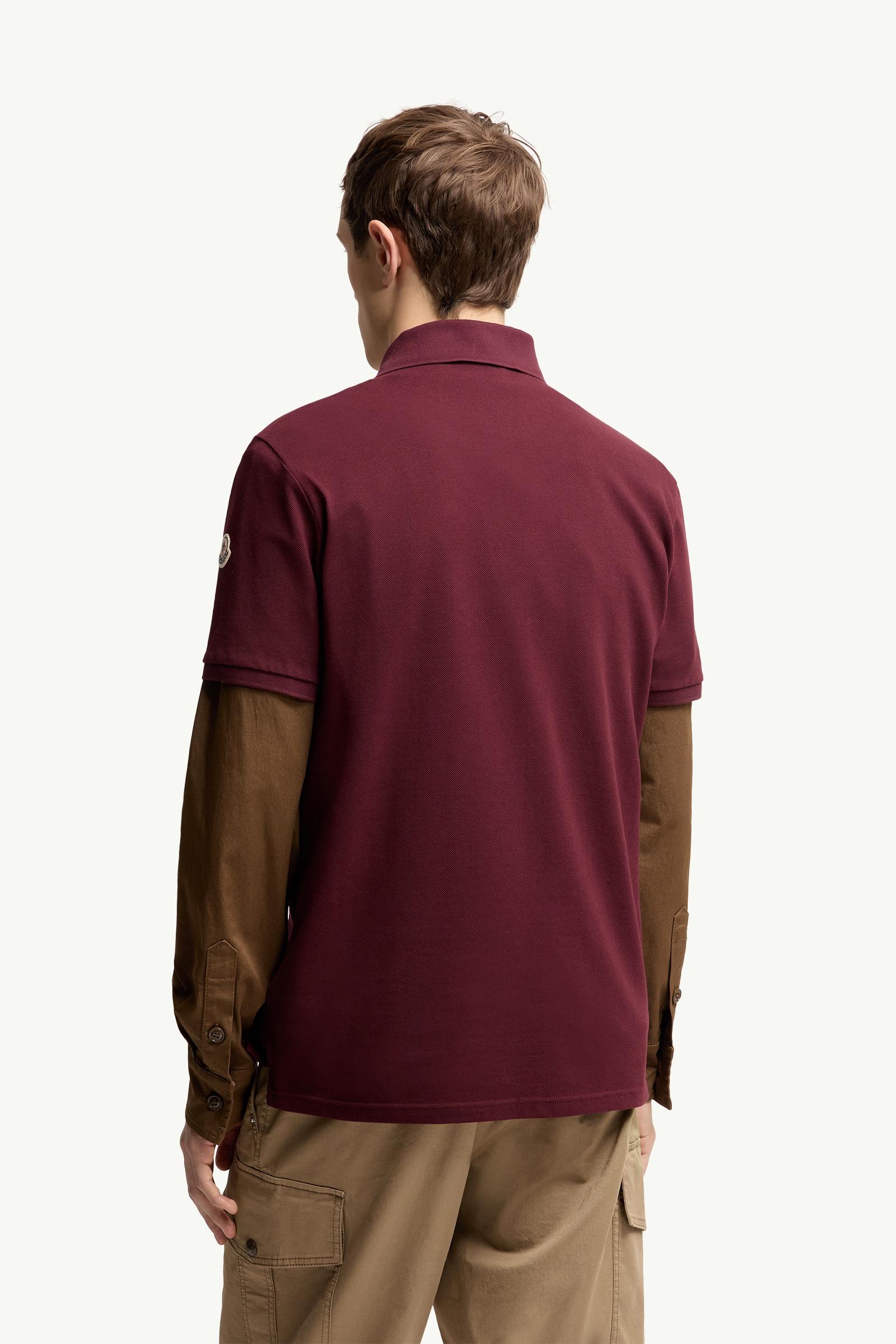 Moncler Tricolor-Trimmed Cotton Piquet Polo Shirt Burgundy Burgundy
