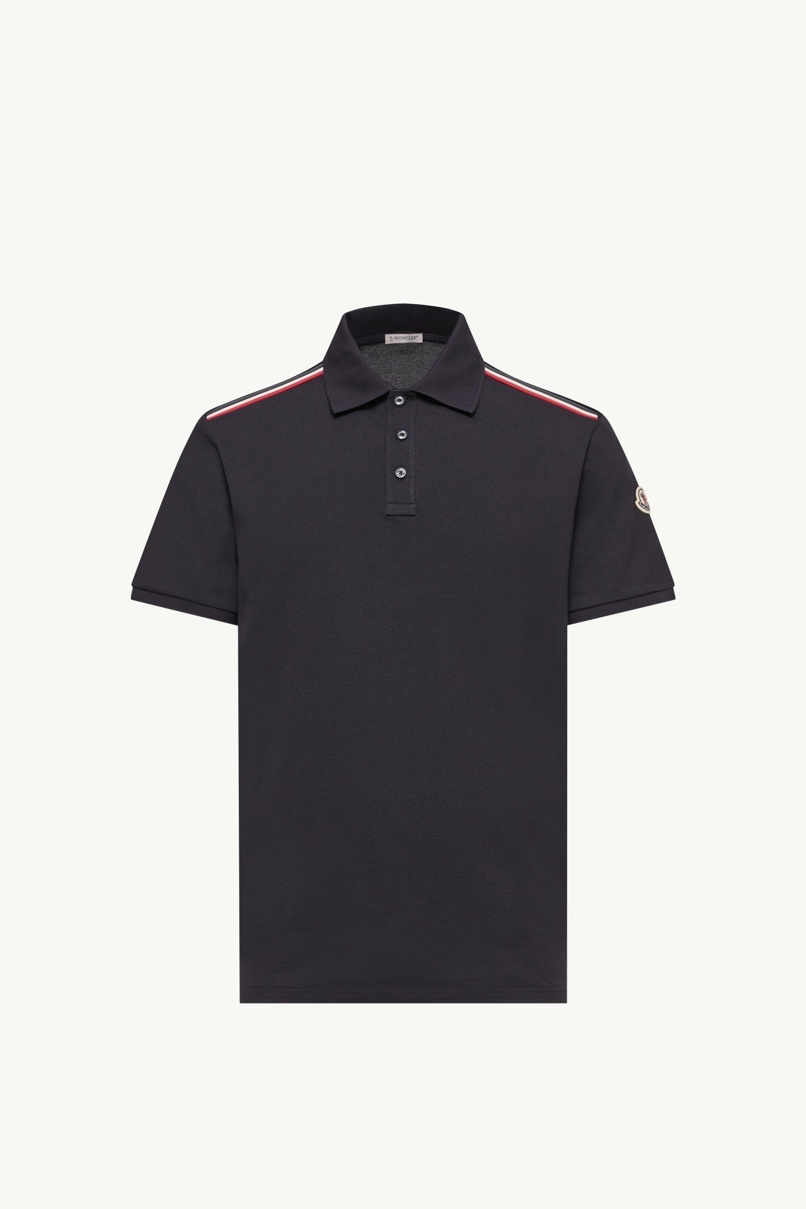 Moncler Tricolor-Trimmed Cotton Piquet Polo Shirt Dark Blue Dark Blue