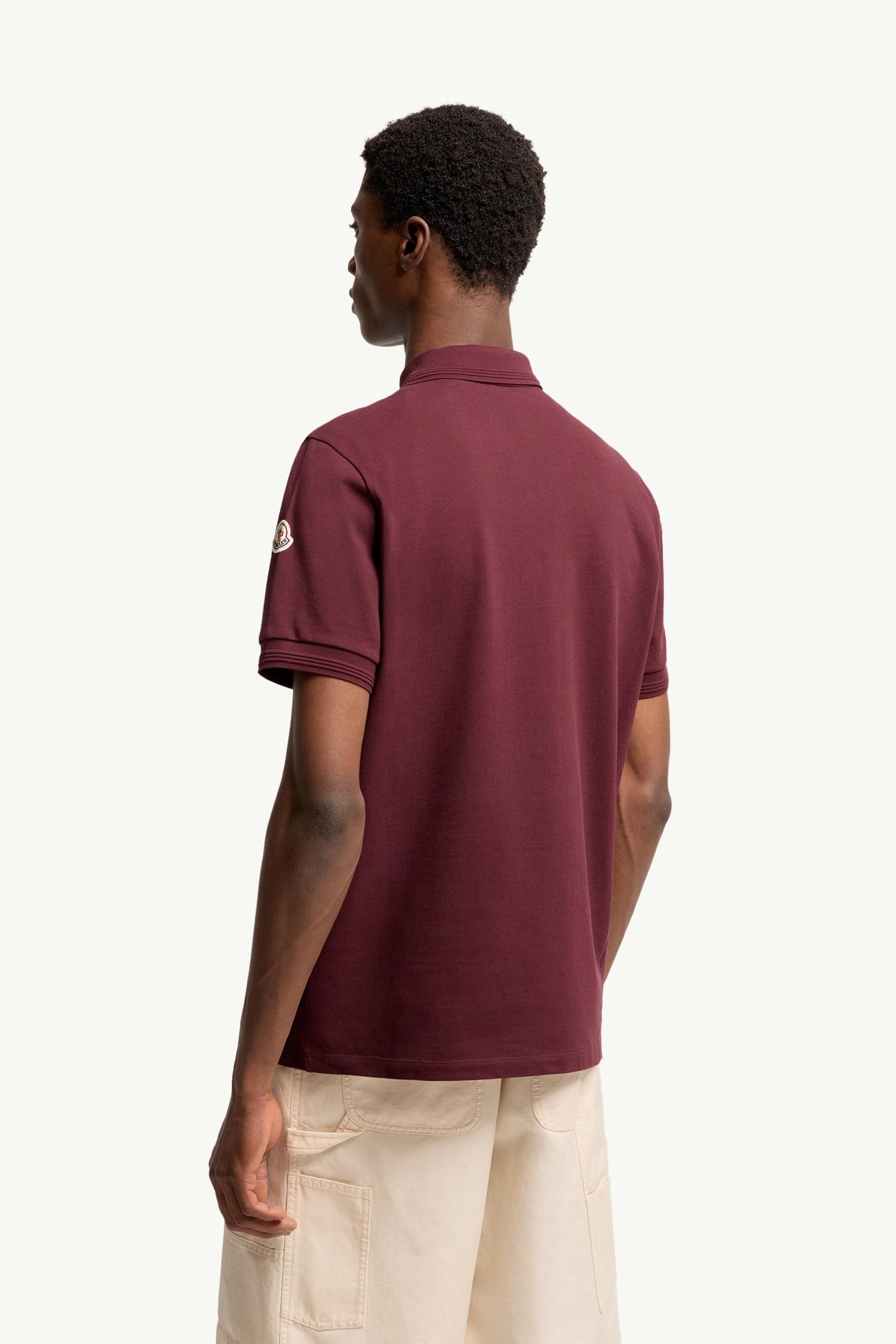 Moncler Tricolor-Trimmed Cotton Polo Shirt Dark Red Dark Red