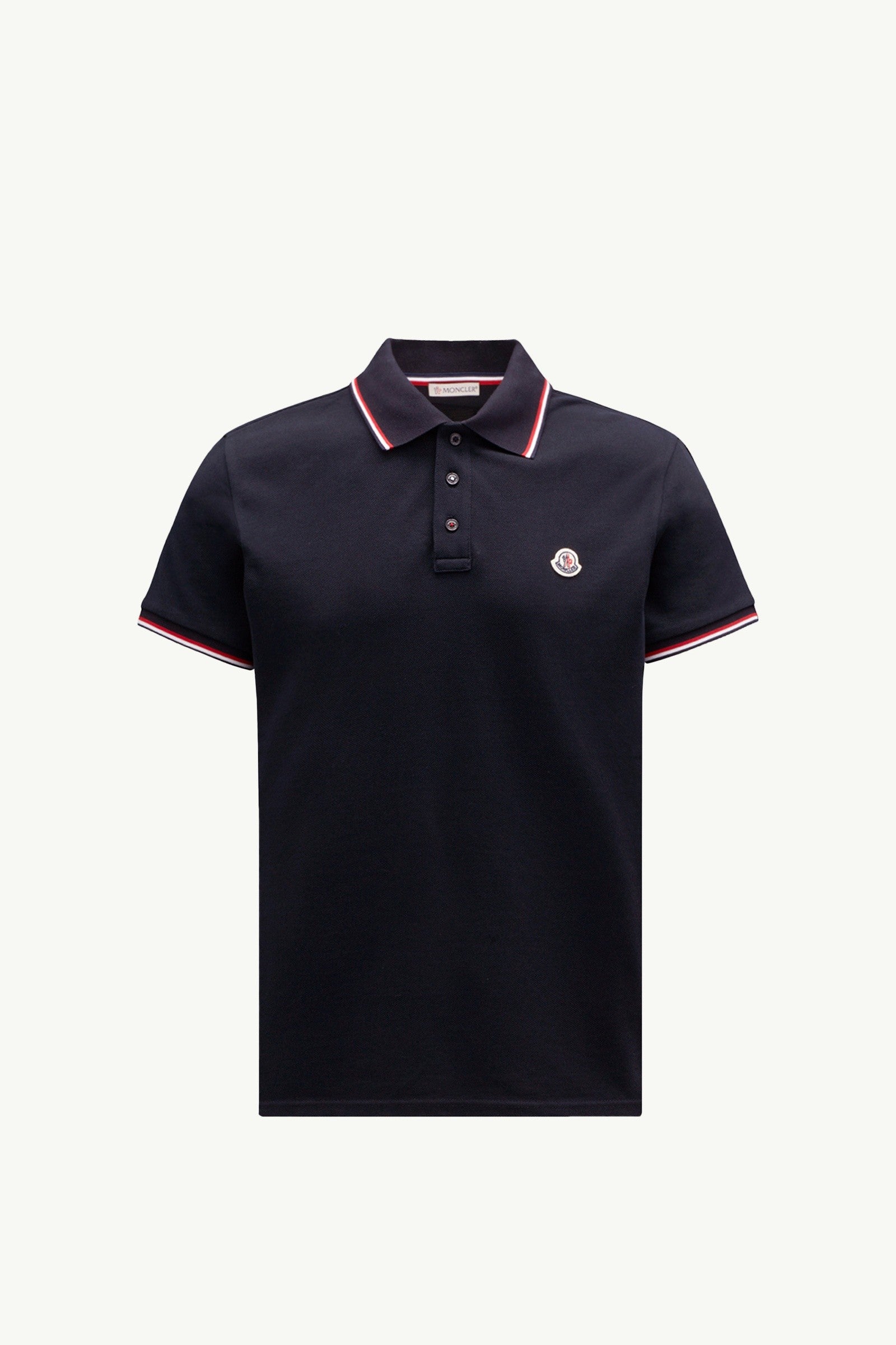 Moncler Tricolor-Trimmed Cotton Piquet Polo Shirt Dark Blue Dark Blue
