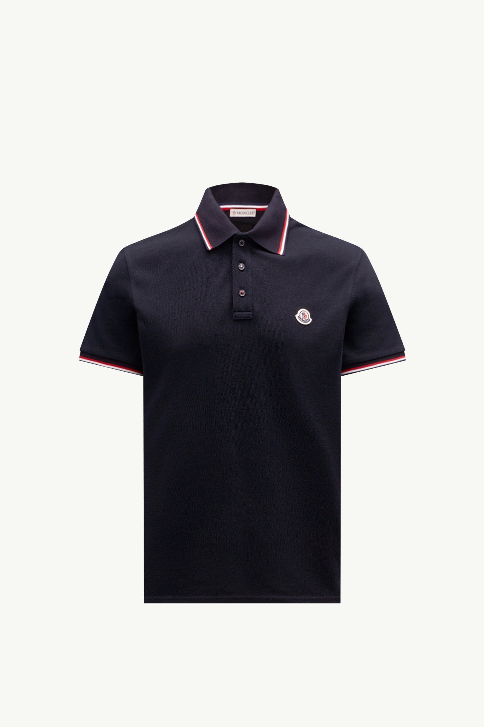Moncler Tricolor-Trimmed Cotton Piquet Polo Shirt Dark Blue Dark Blue