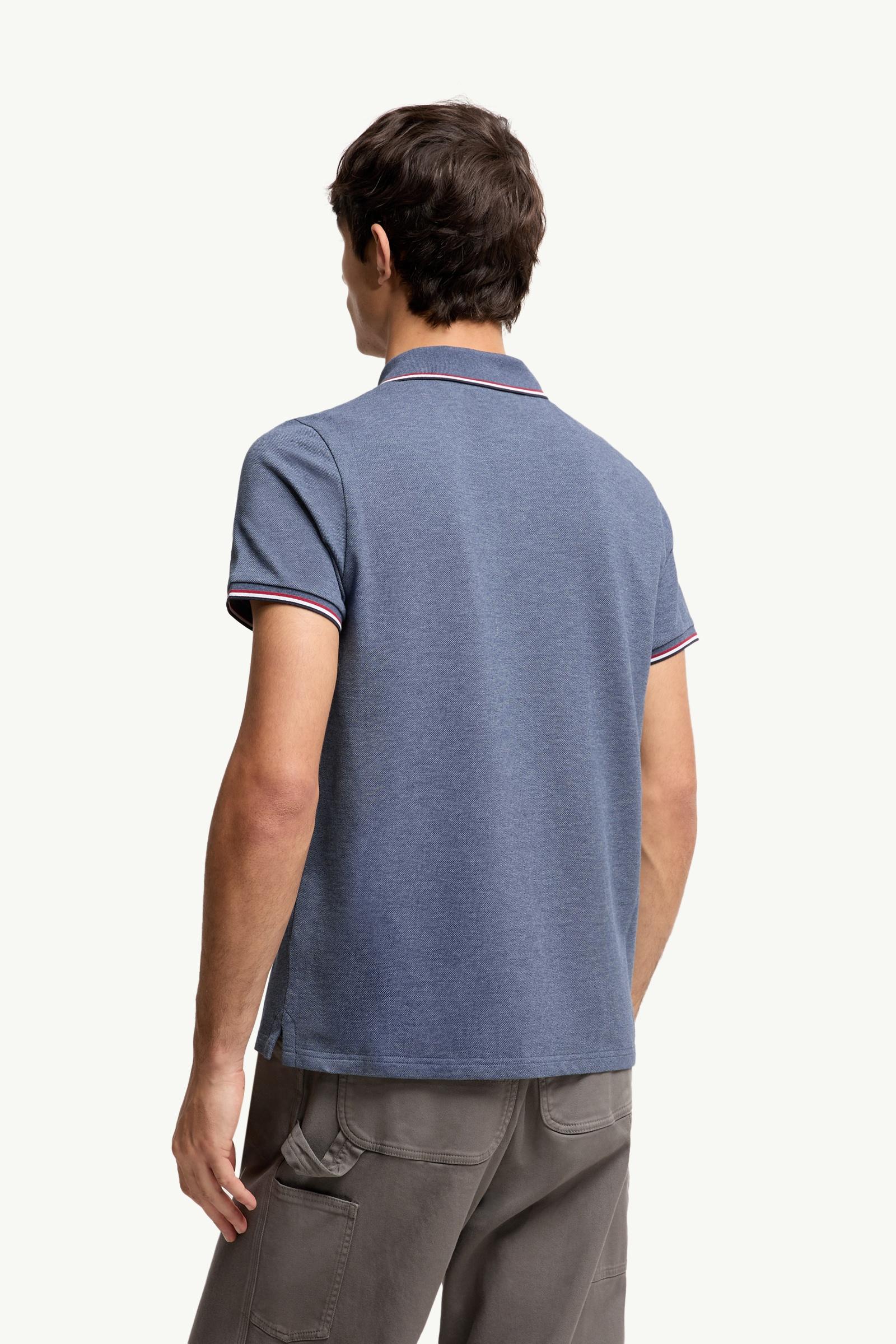 Moncler Tricolor-Trimmed Cotton Piquet Polo Shirt Pastel Blue Pastel Blue