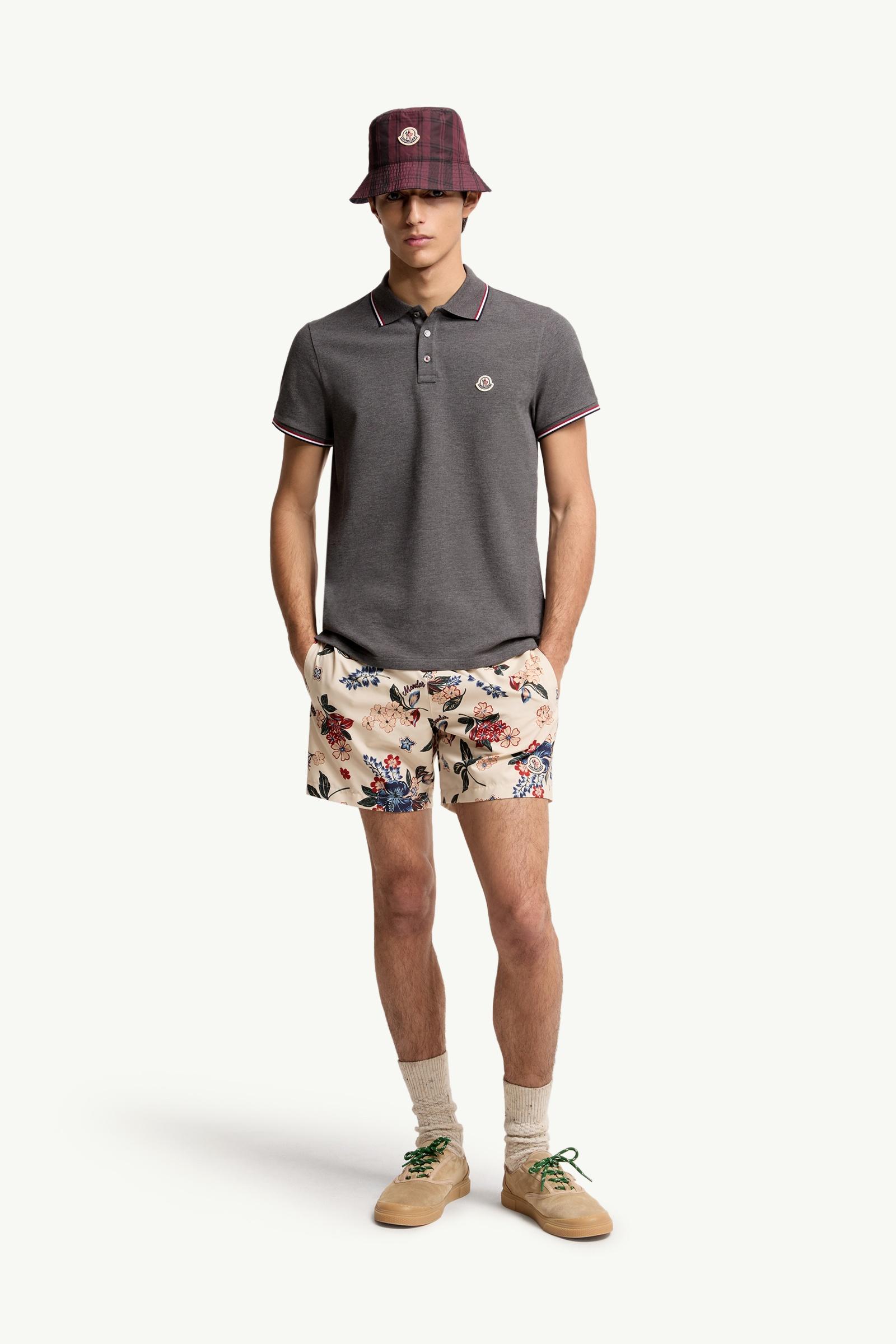 Moncler Tricolor-Trimmed Cotton Piquet Polo Shirt Dark Grey Dark Grey