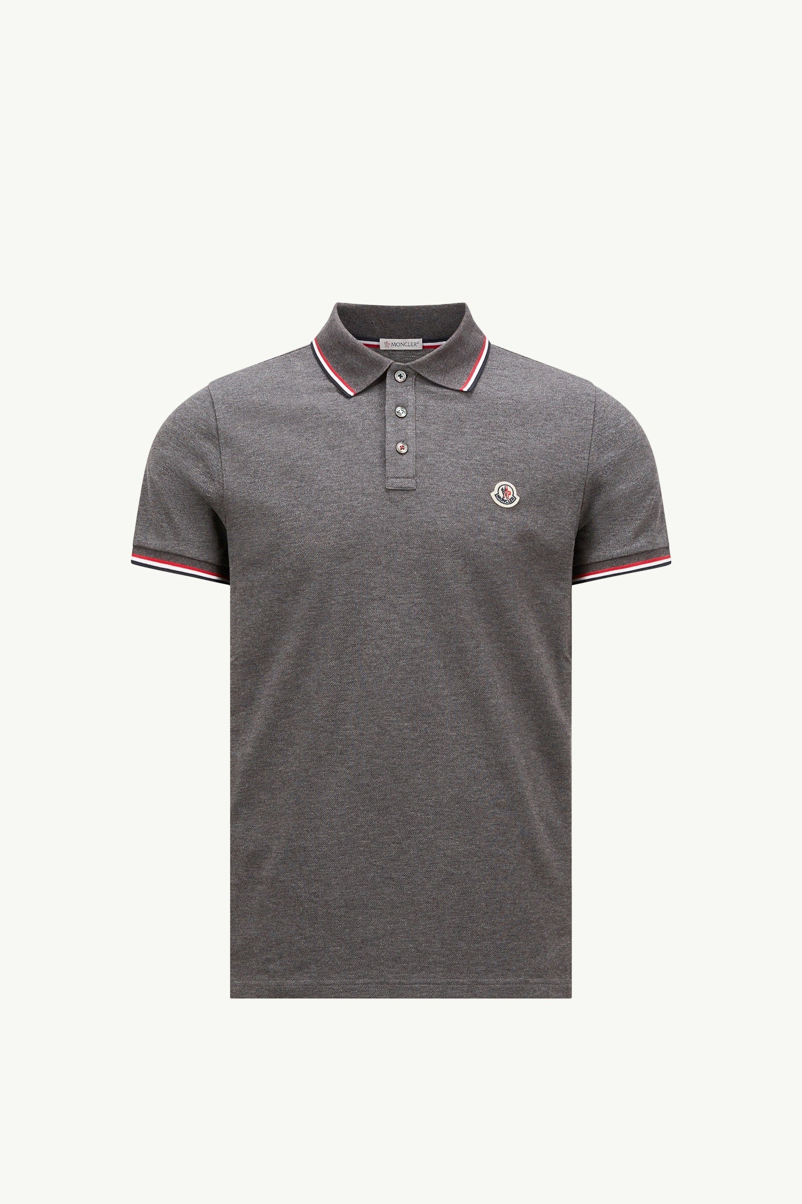 Moncler Tricolor-Trimmed Cotton Piquet Polo Shirt Dark Grey Dark Grey