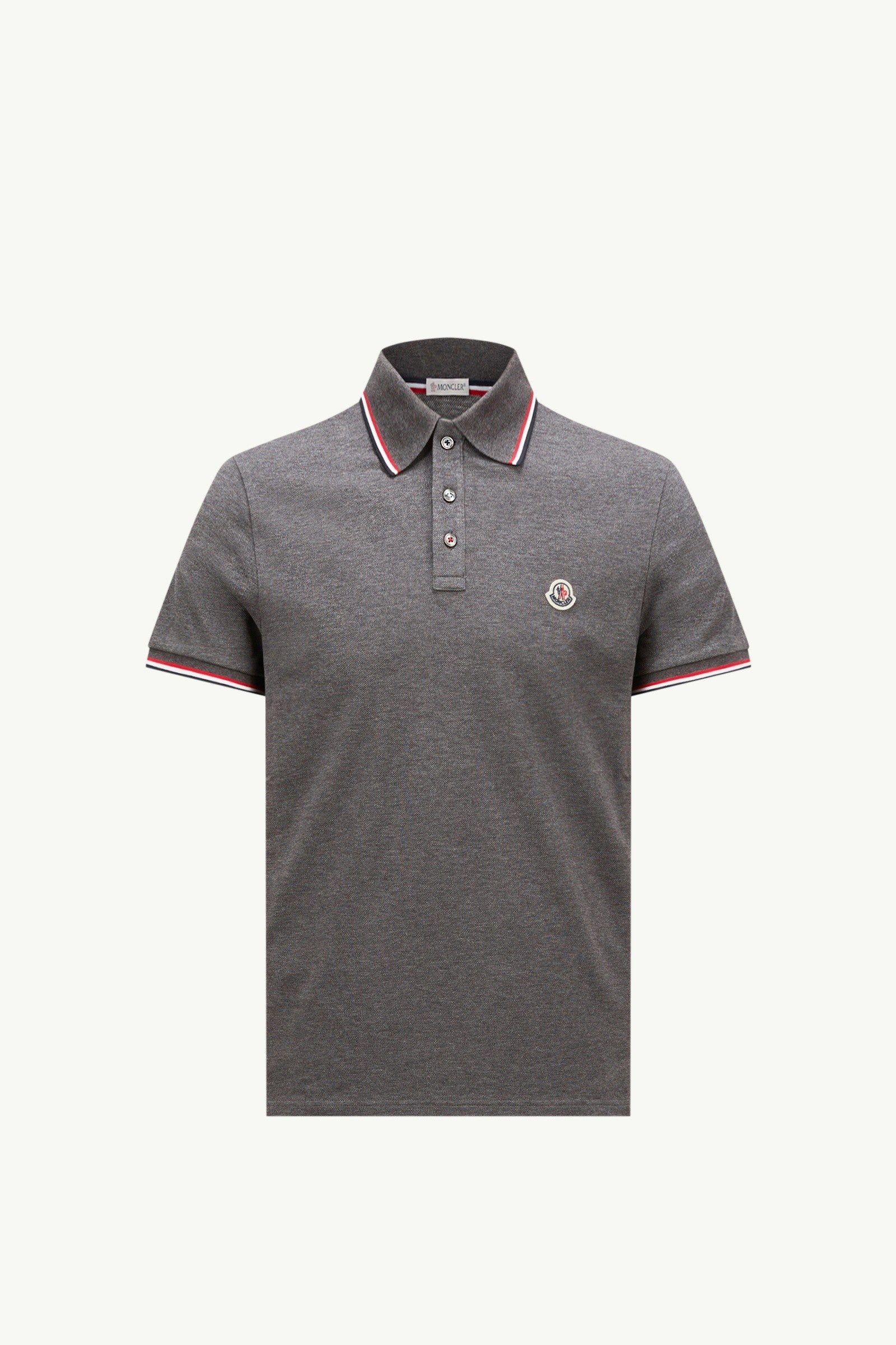 Moncler Tricolor-Trimmed Cotton Piquet Polo Shirt Dark Grey Dark Grey