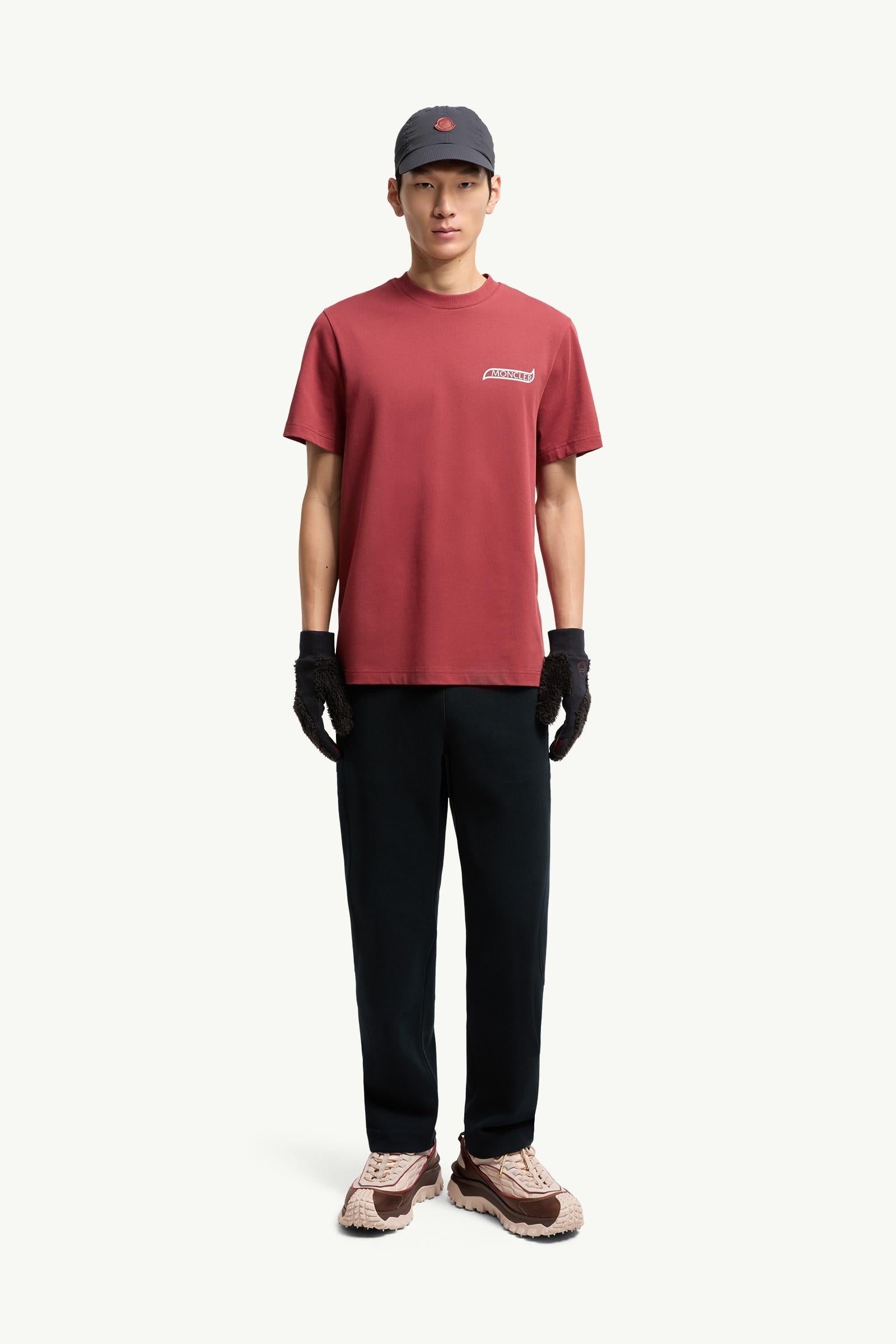 Moncler Logo Cotton T-Shirt Dark Red Dark Red
