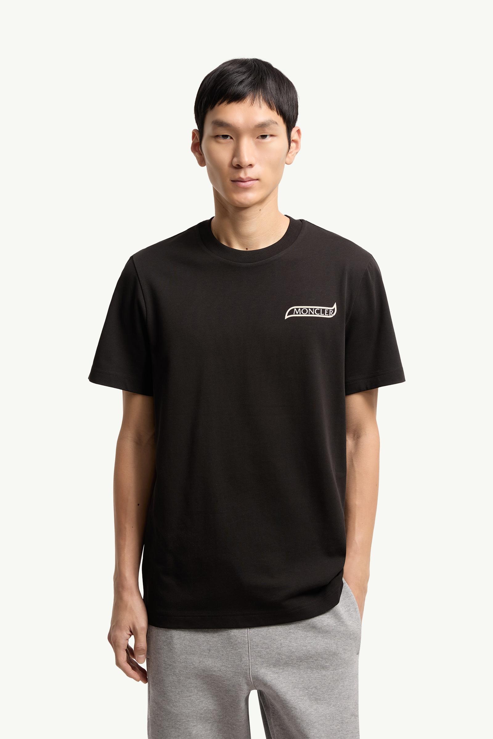 Moncler Logo Cotton T-Shirt Black Black