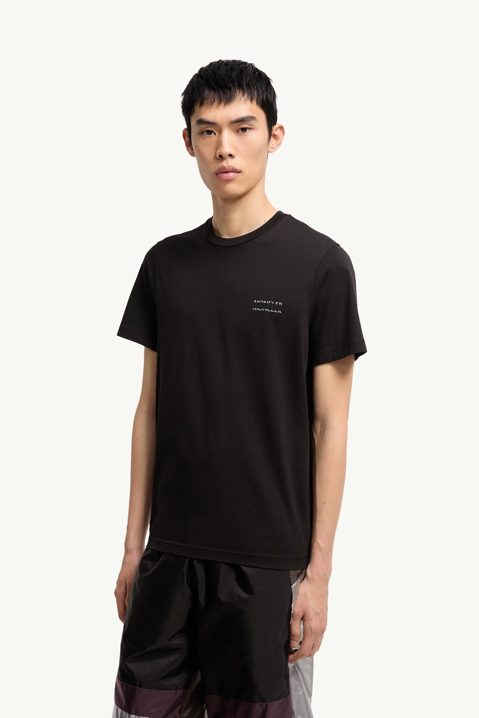 Moncler Logo Cotton Jersey T-Shirt Black Black