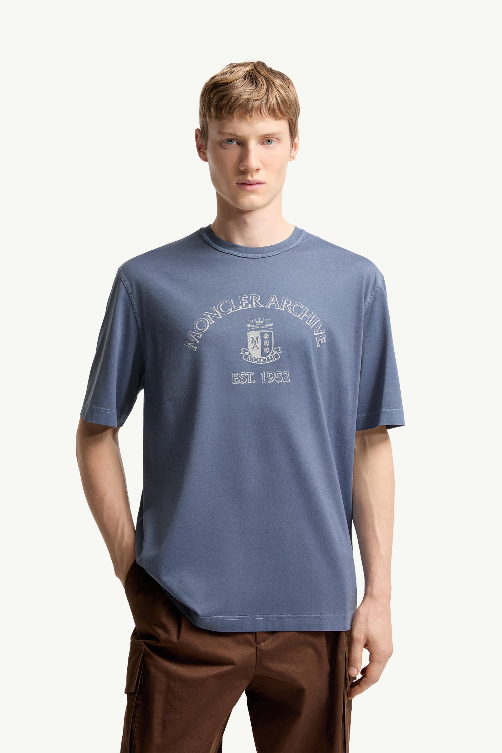 Moncler Logo Print Cotton T-Shirt Cobalt Blue Cobalt Blue