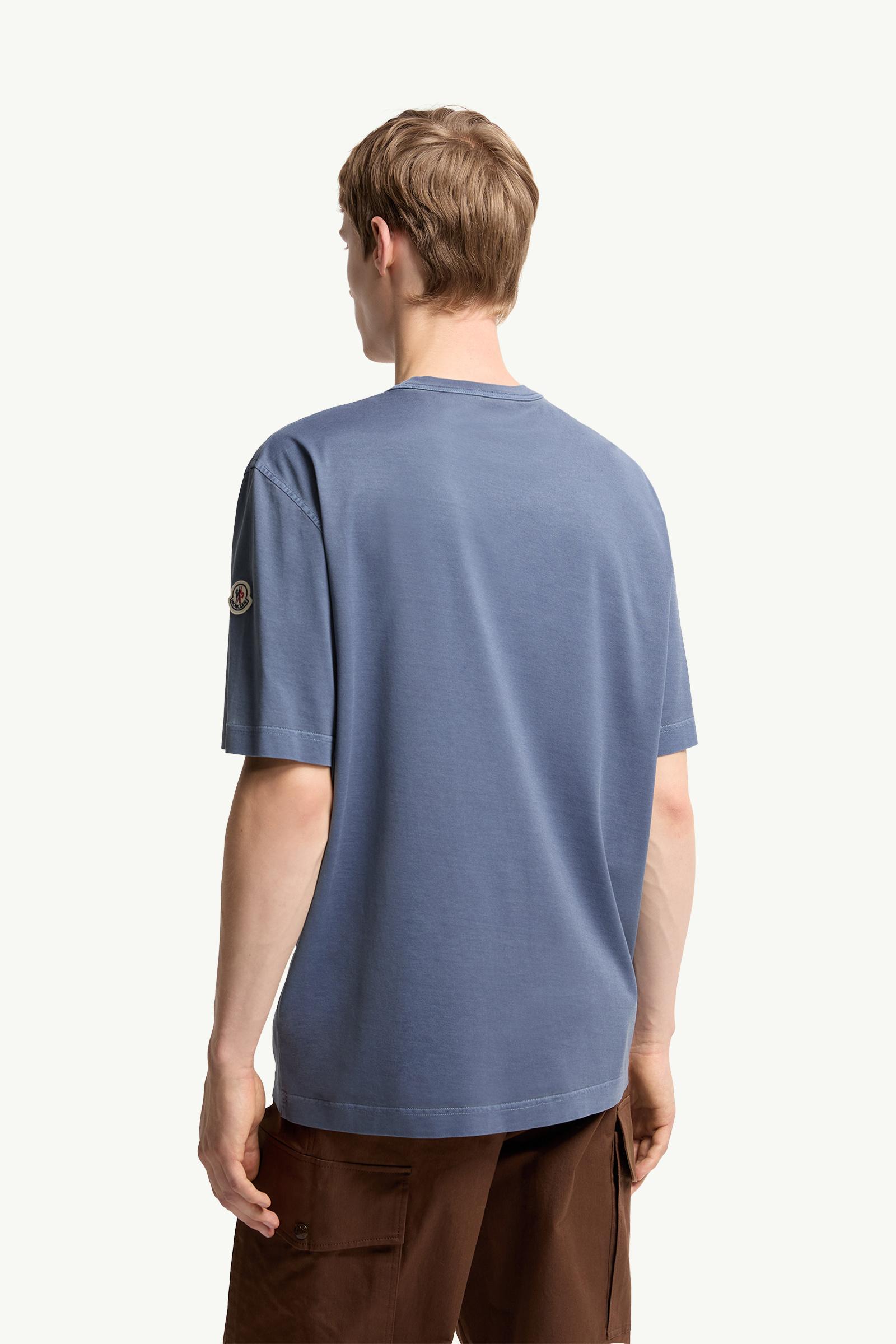 Moncler Logo Print Cotton T-Shirt Cobalt Blue Cobalt Blue