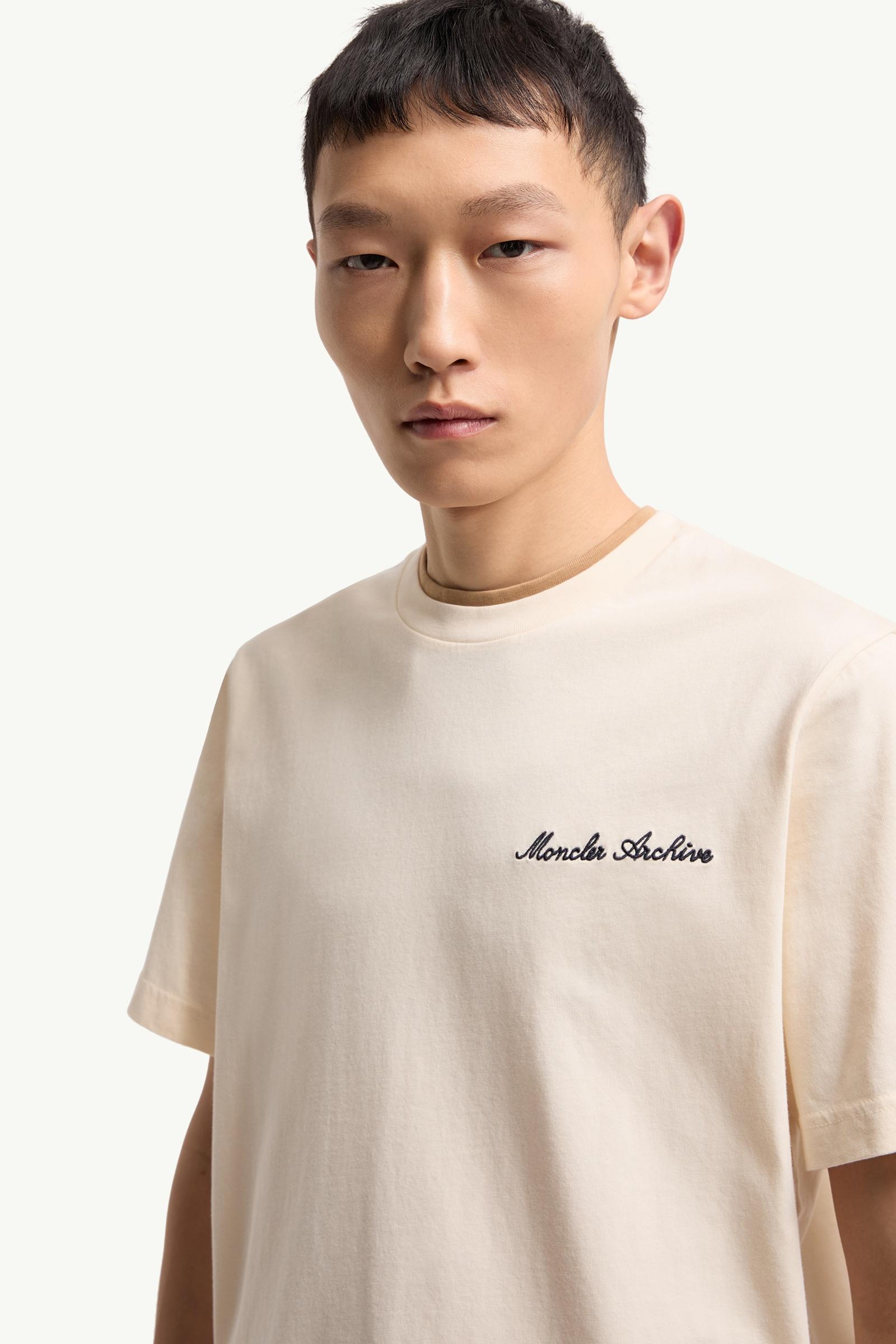 Moncler Embroidered Logo Cotton T-Shirt White White