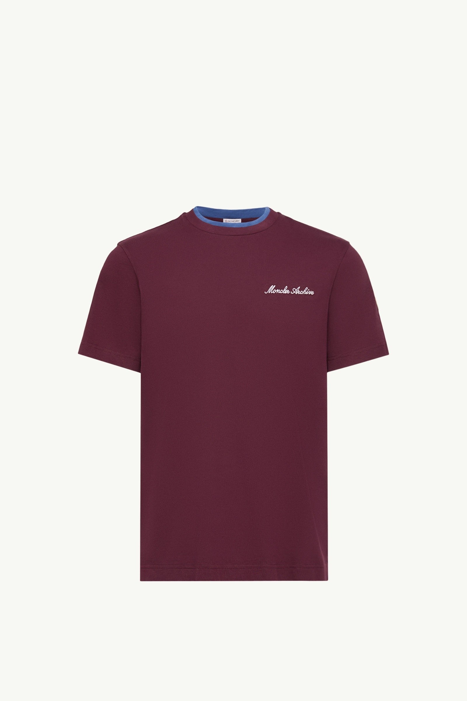 Moncler Embroidered Logo Cotton T-Shirt Burgundy Burgundy