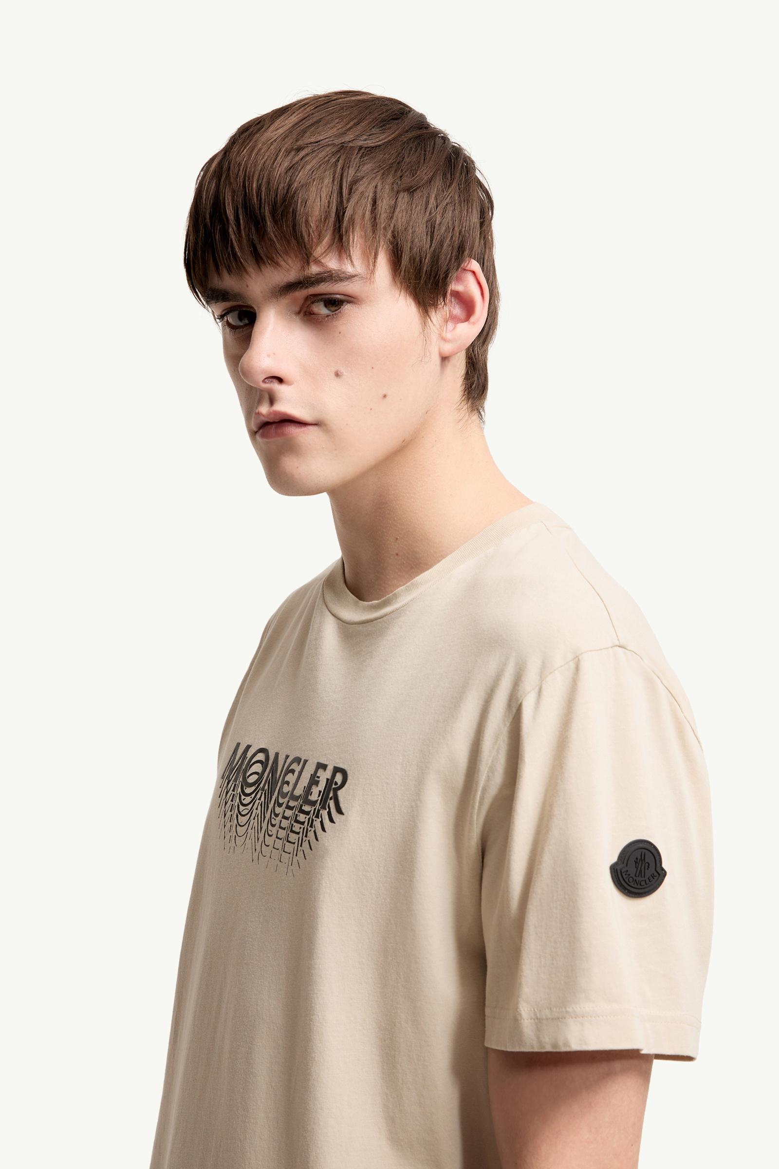 Moncler Logo Cotton Jersey T-Shirt Light Beige Light Beige