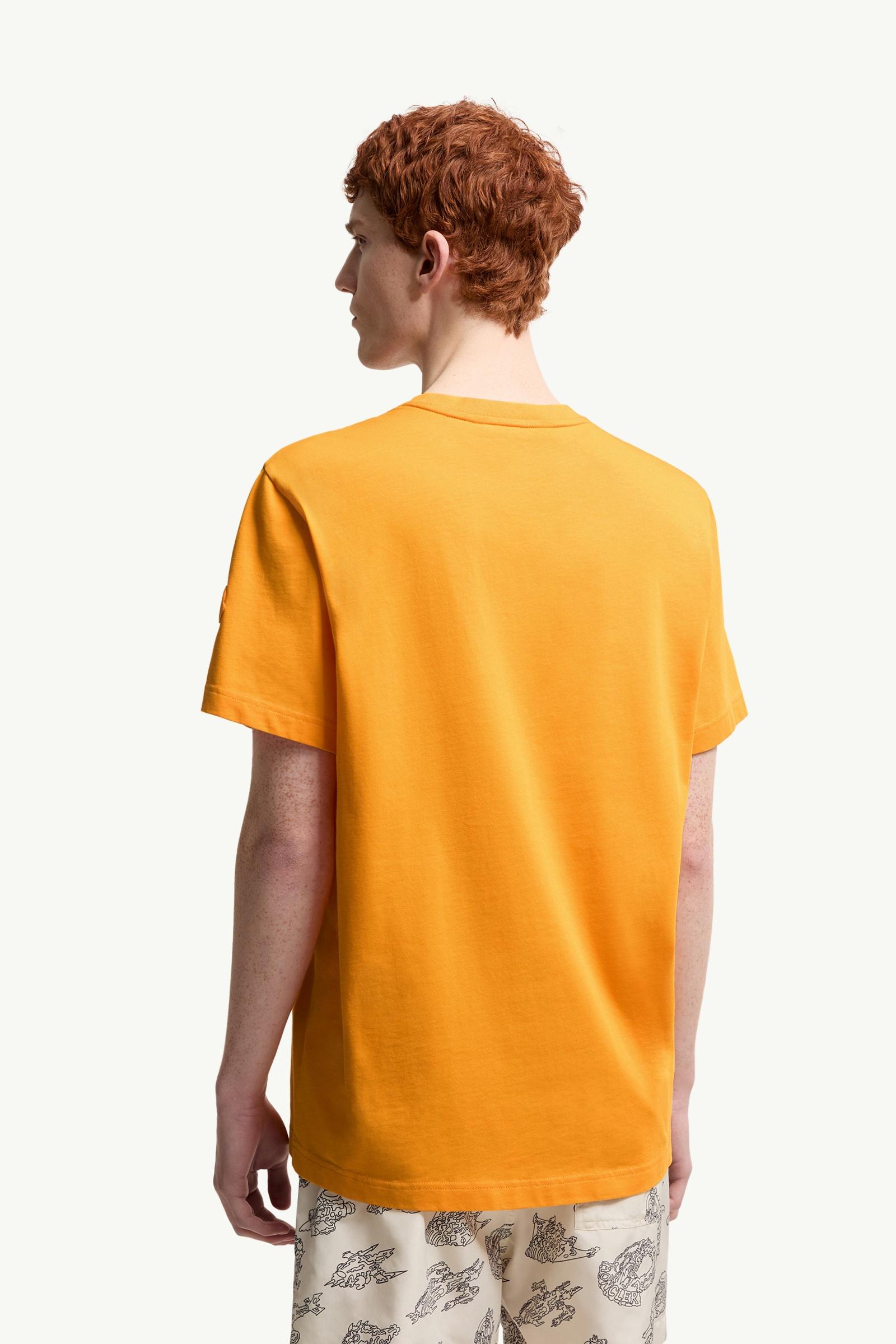 Moncler Space Embroidered Logo Cotton T-Shirt Yellow Yellow