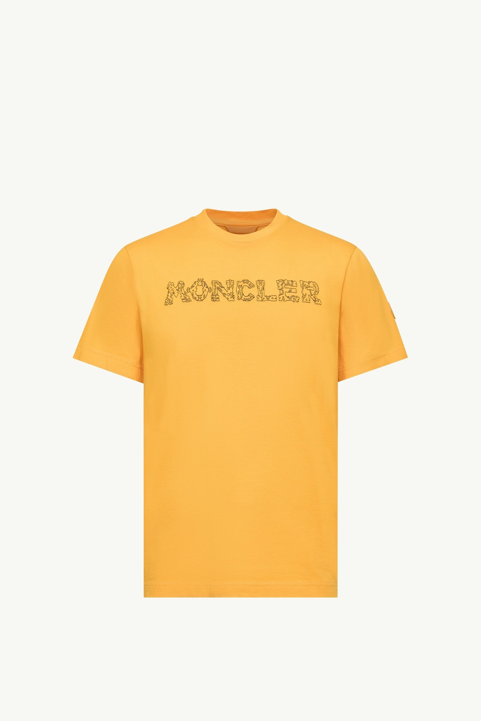 Moncler Space Embroidered Logo Cotton T-Shirt Yellow Yellow