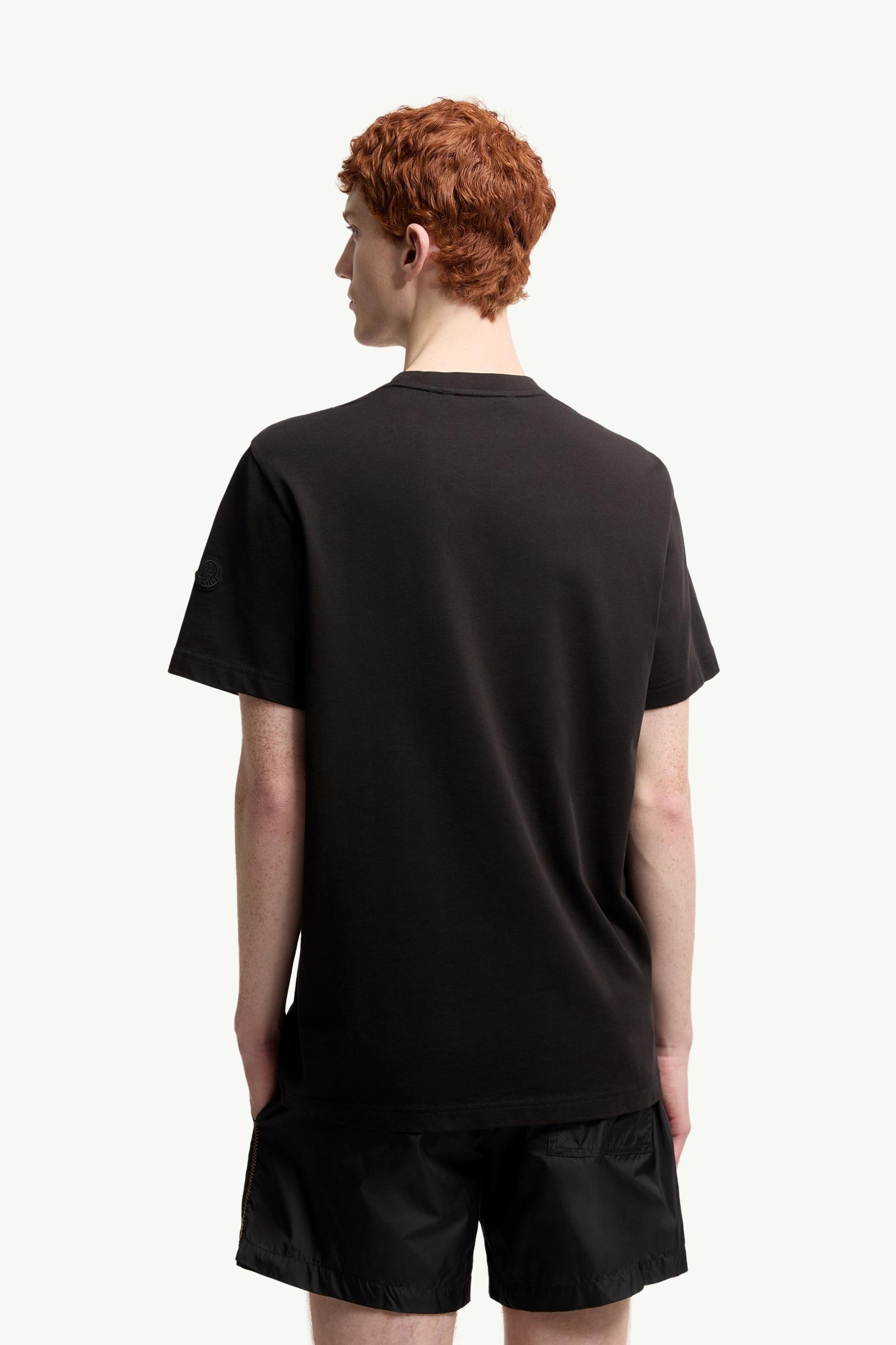 Moncler Space Embroidered Logo Cotton T-Shirt Black Black
