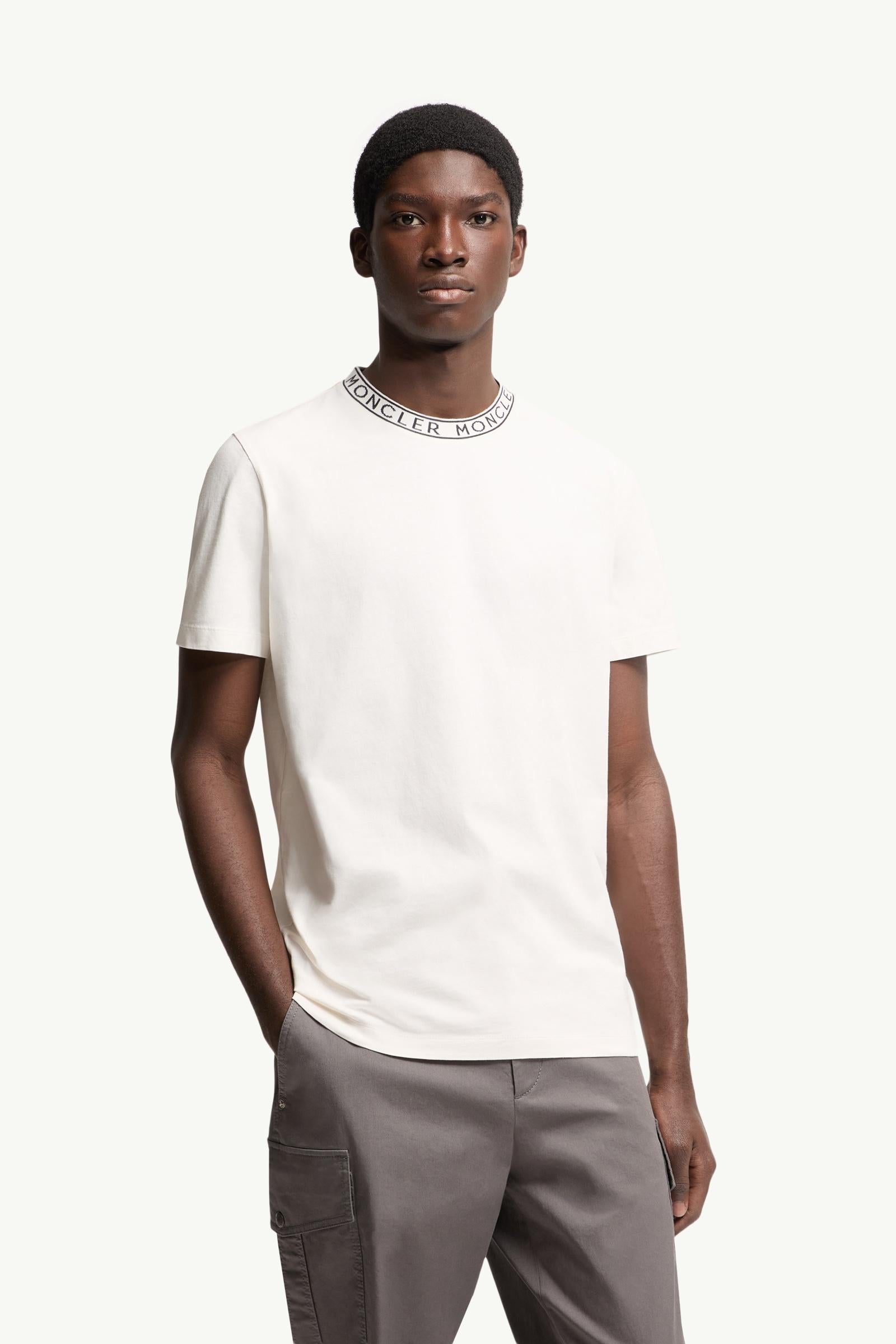 Moncler Logo-Trimmed Cotton T-Shirt Off White Off White
