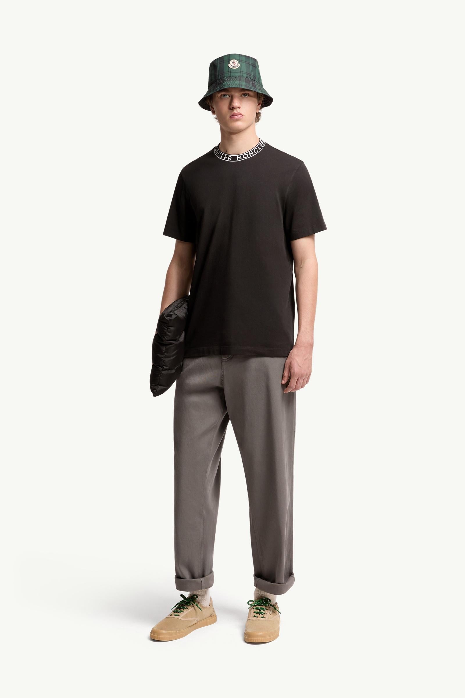 Moncler Logo-Trimmed Cotton T-Shirt Black Black