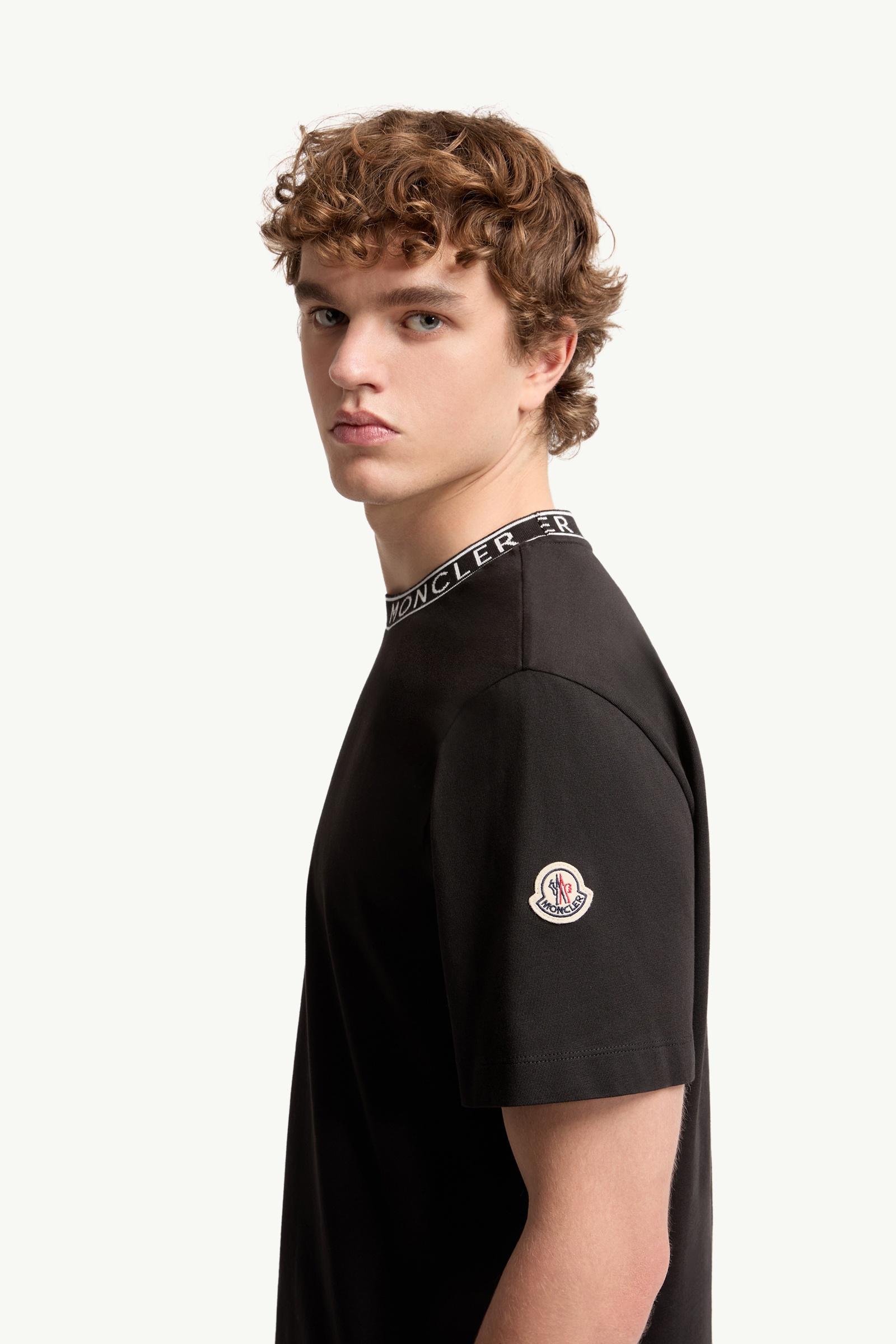 Moncler Logo-Trimmed Cotton T-Shirt Black Black