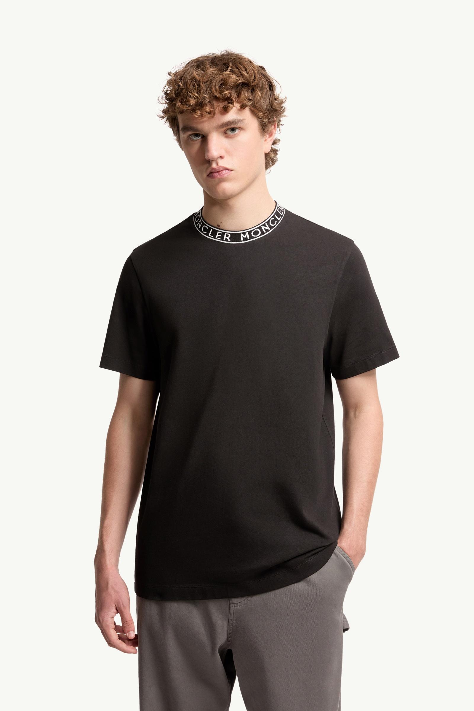 Moncler Logo-Trimmed Cotton T-Shirt Black Black