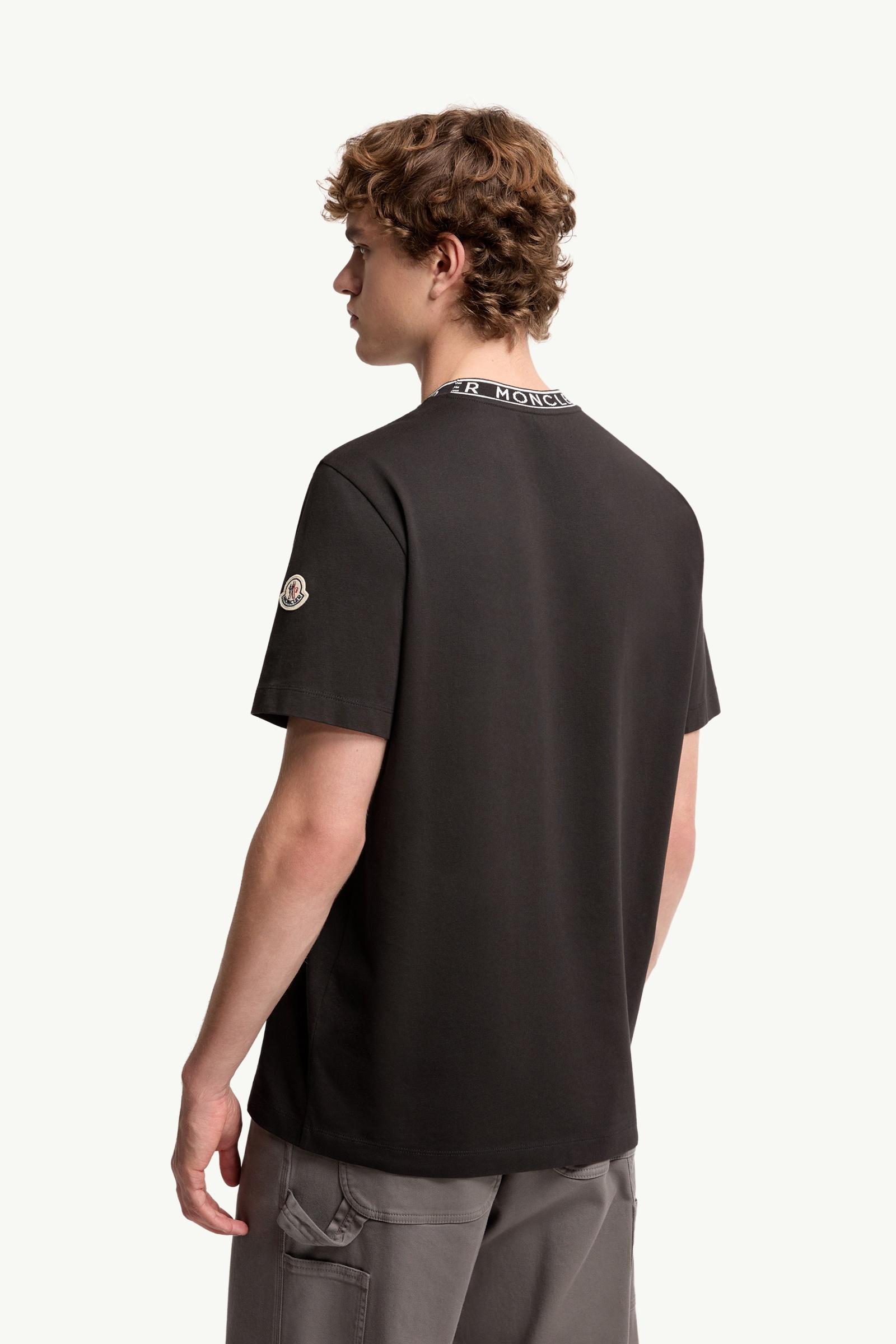 Moncler Logo-Trimmed Cotton T-Shirt Black Black
