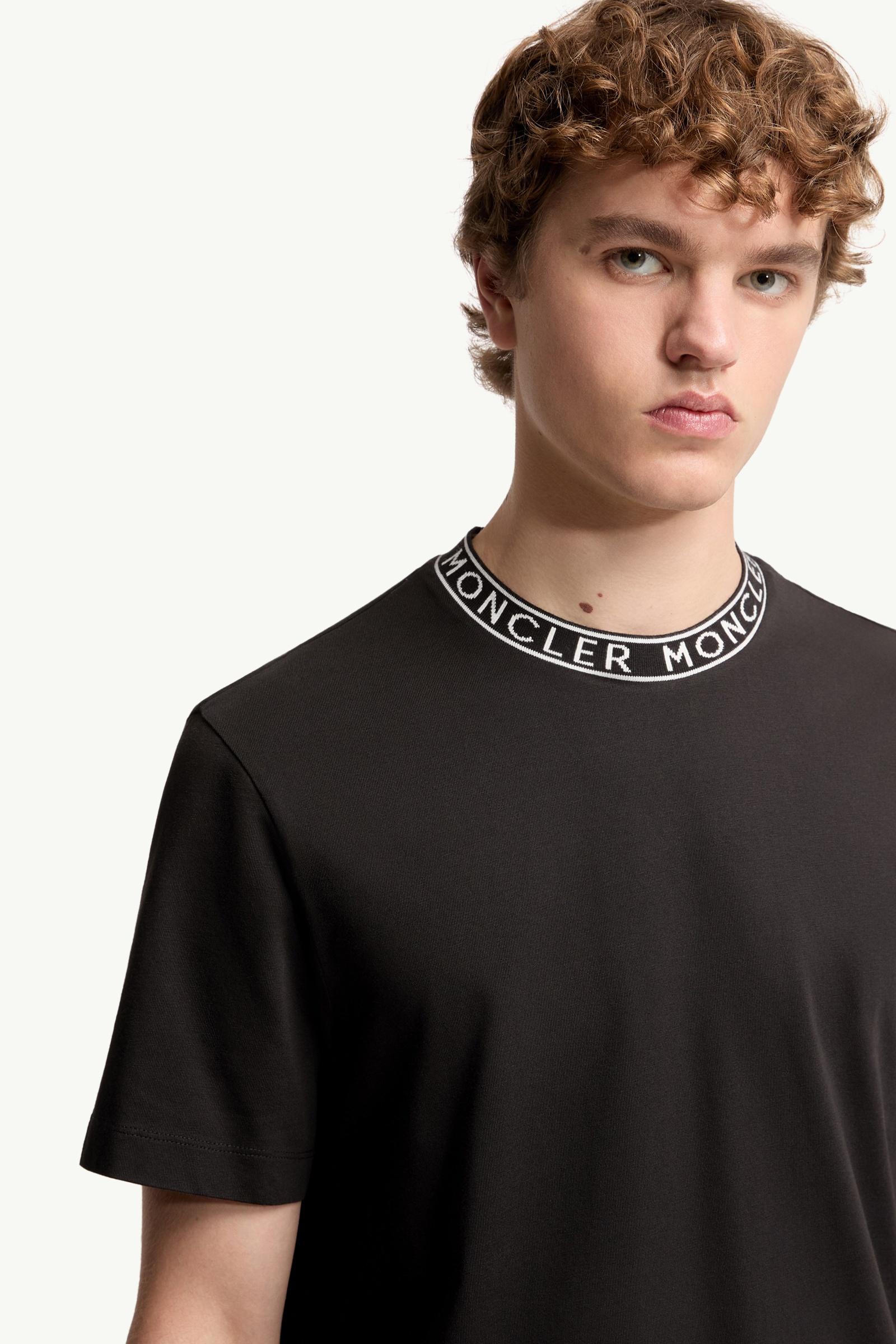 Moncler Logo-Trimmed Cotton T-Shirt Black Black